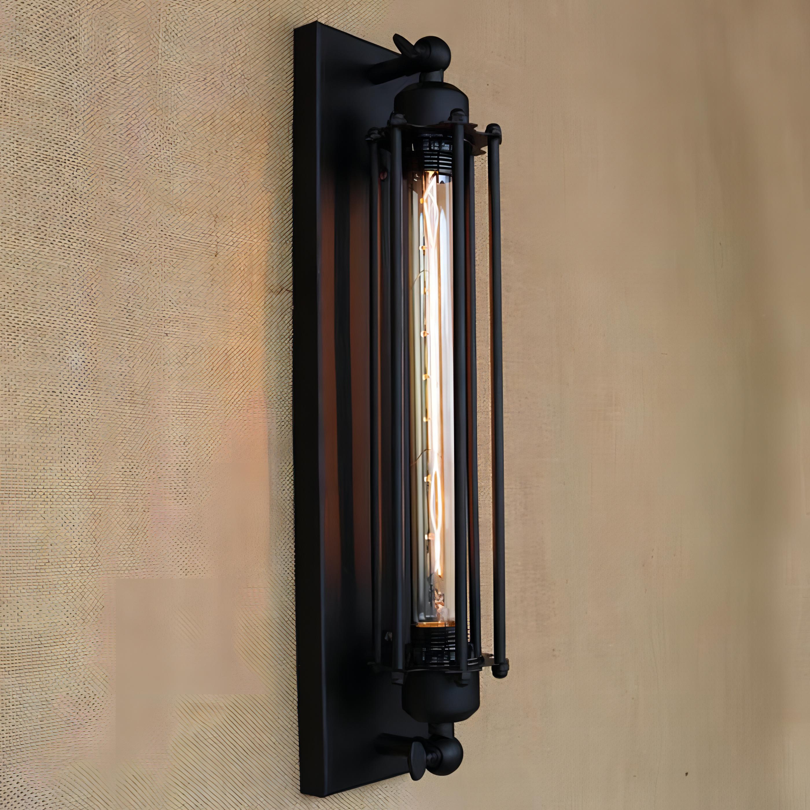 Alfonso - Vintage Black Rustic Wall Light With Filament Bulb