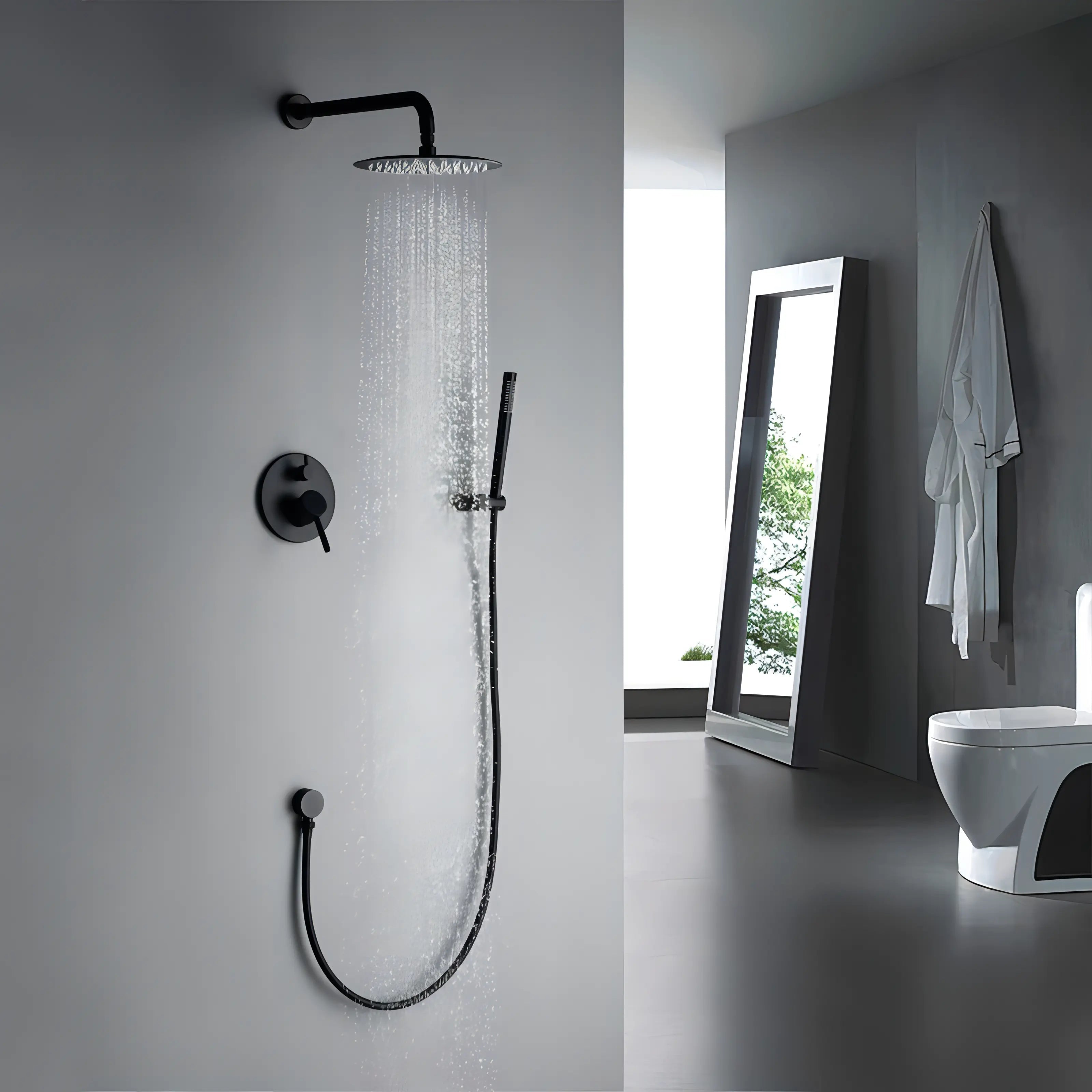 Gilmore - Modern Brass 8" Rainfall Head Wall Mounted Shower Set