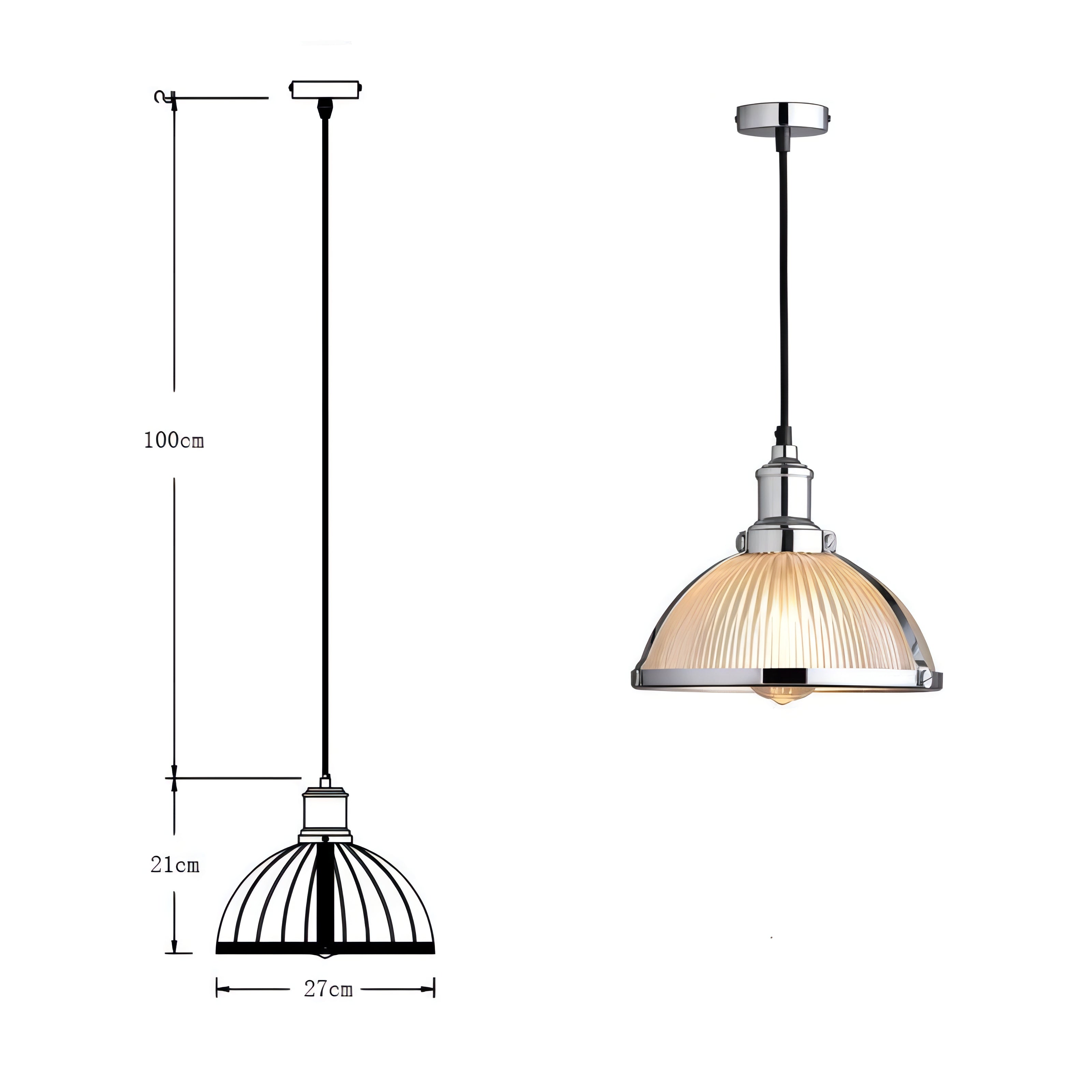 Julio - Patterned Glass Round Dome Vintage Hanging Pendant Ceiling Light