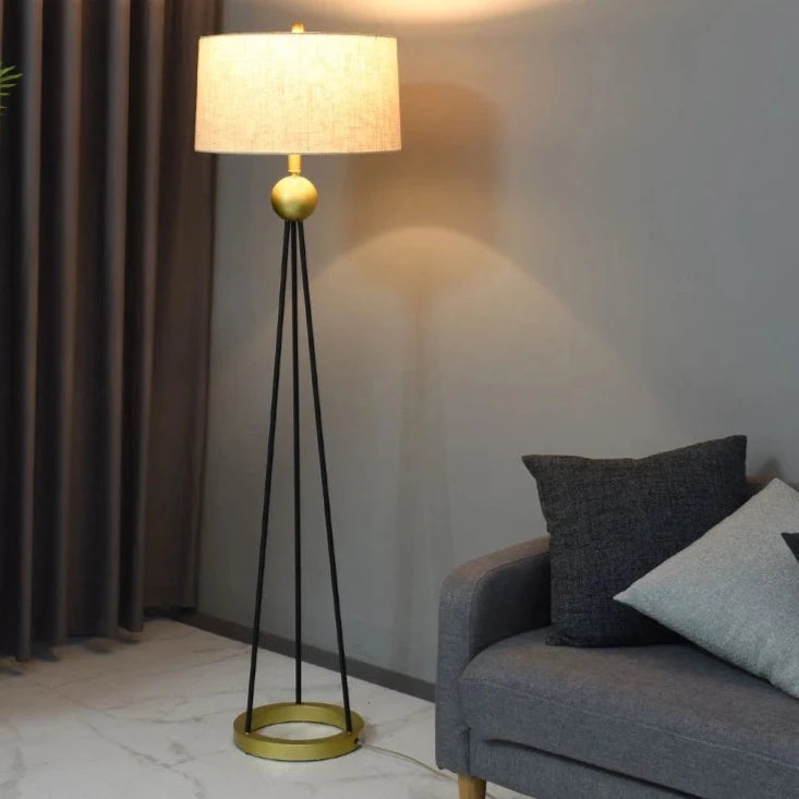 Sam - Vintage Inspired Fabric Tripod Floor Light