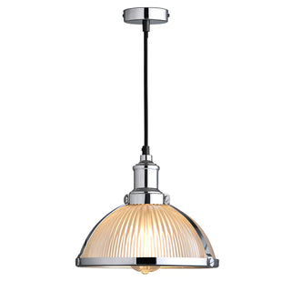 Julio - Patterned Glass Round Dome Vintage Hanging Pendant Ceiling Light