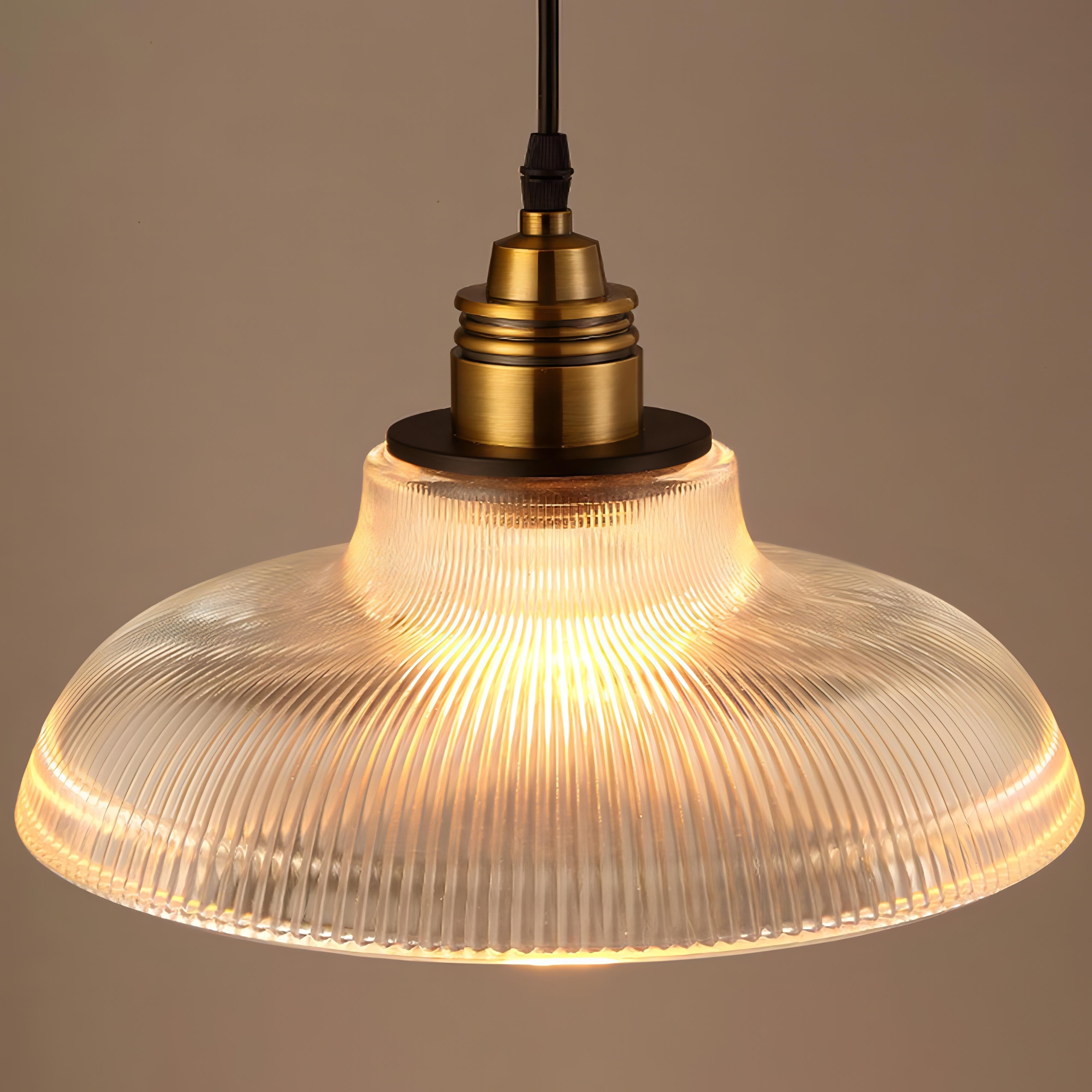 Jakai - American Vintage Stripe Patterned Glass Round Pendant Ceiling Light