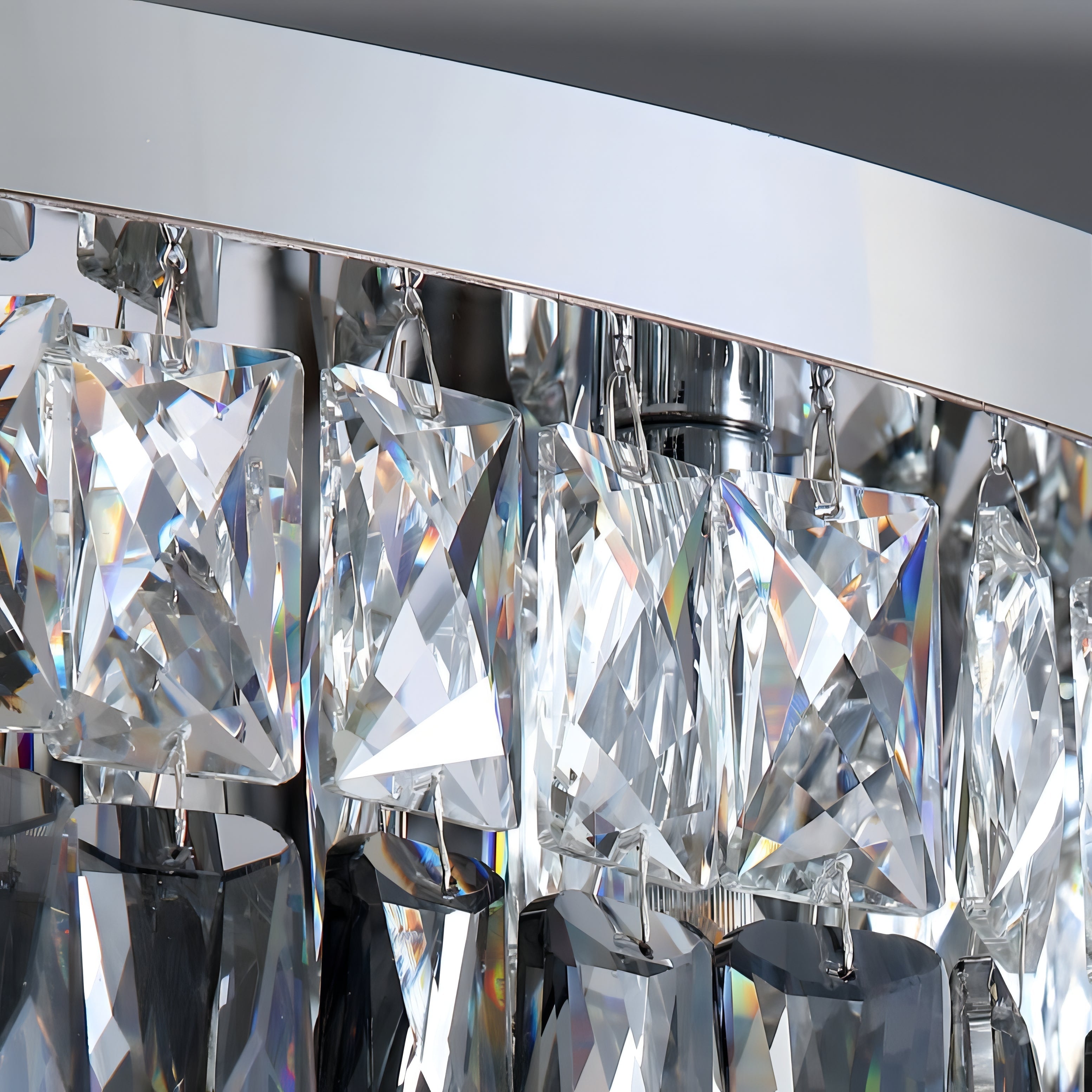 Ander - Silver Round Coloured Hanging Glass Recessed Ceiling Light Chandelier