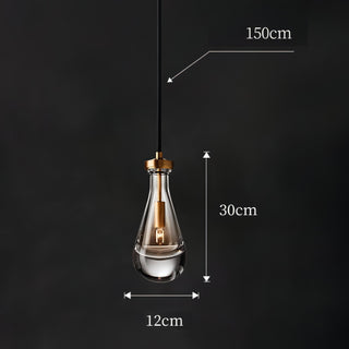 Castiel - Teardrop Black Cord Hanging Glass Pendant Ceiling Light