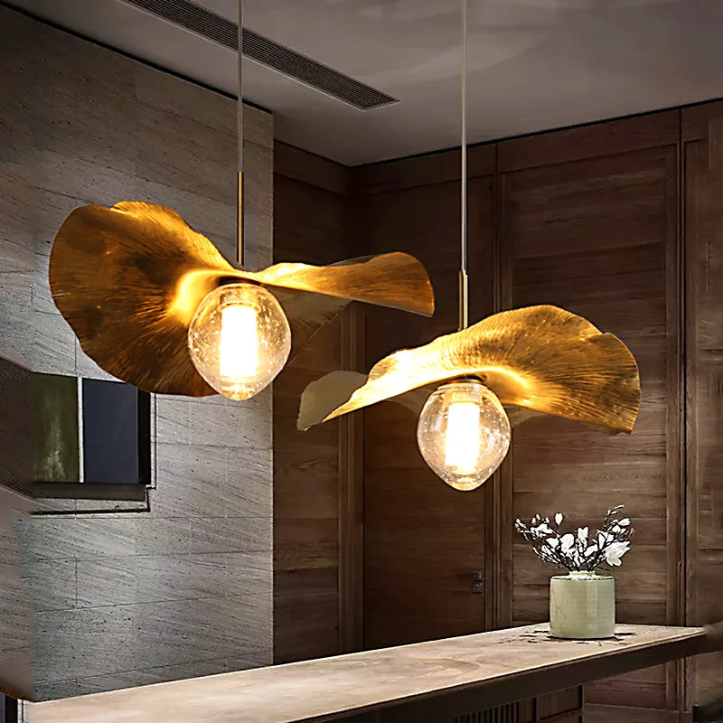 Massey - Gold Leaf Hanging Pendant Ceiling Light