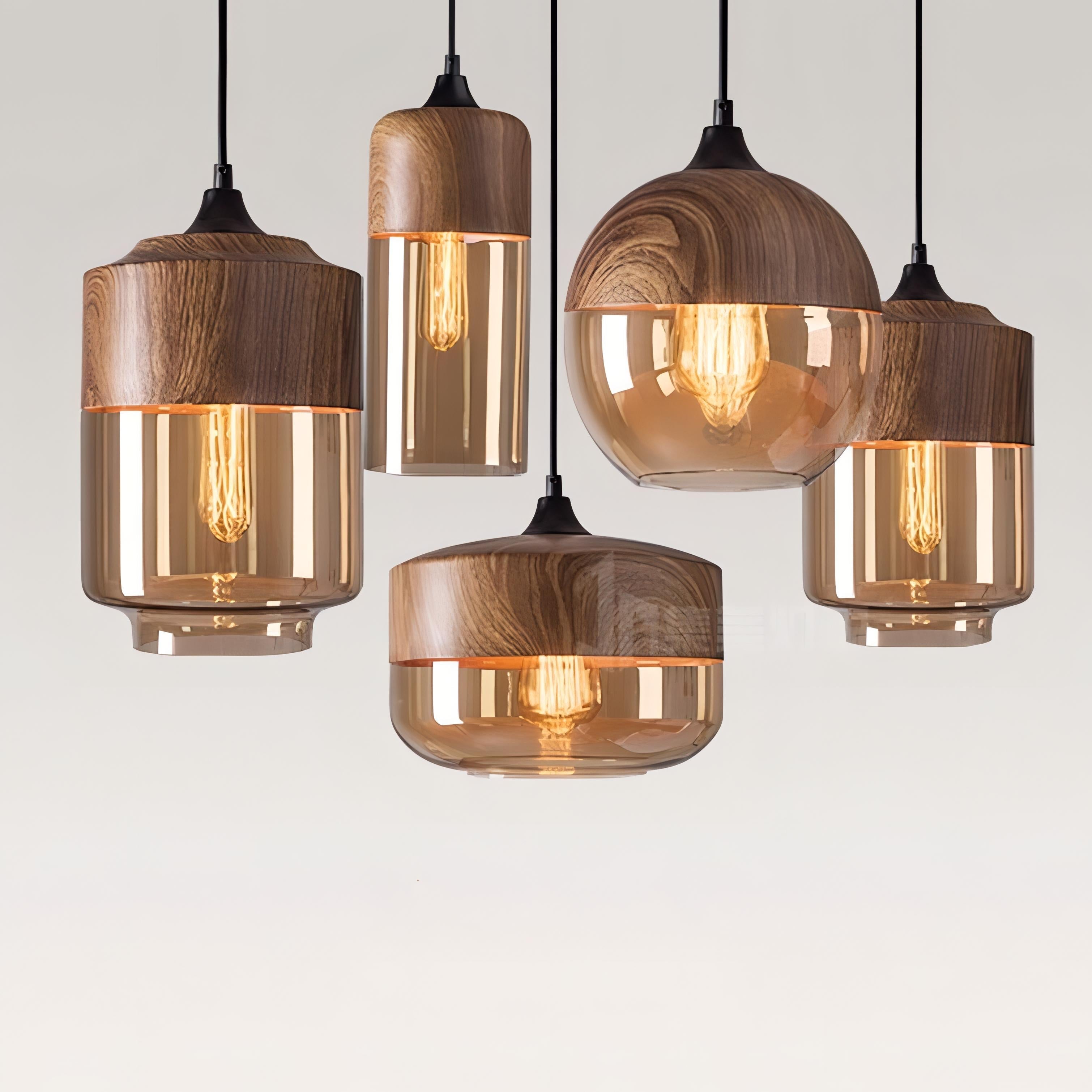 Keanu - Painted Wood Hanging Glass Ceiling Light