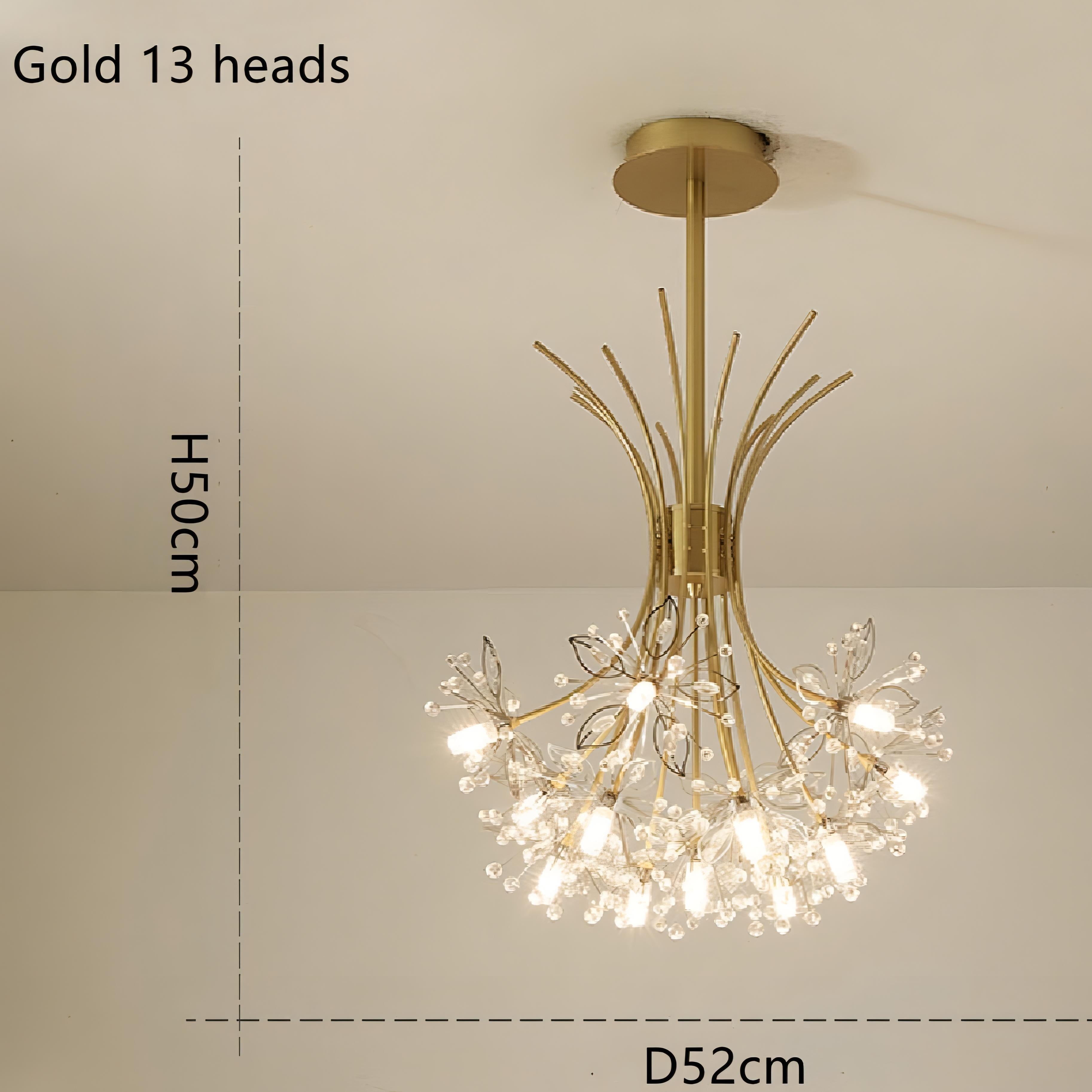 Liva - Hanging Curved Arm Crystal Tree Ceiling Chandelier