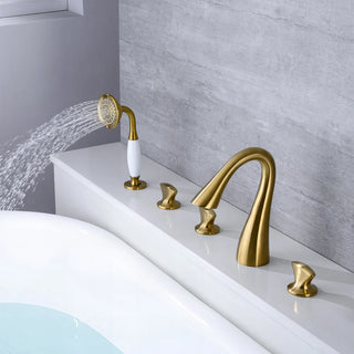 Mckayla - Modern 5 Piece Bathtub Filler Set with Pull Out Handheld Shower