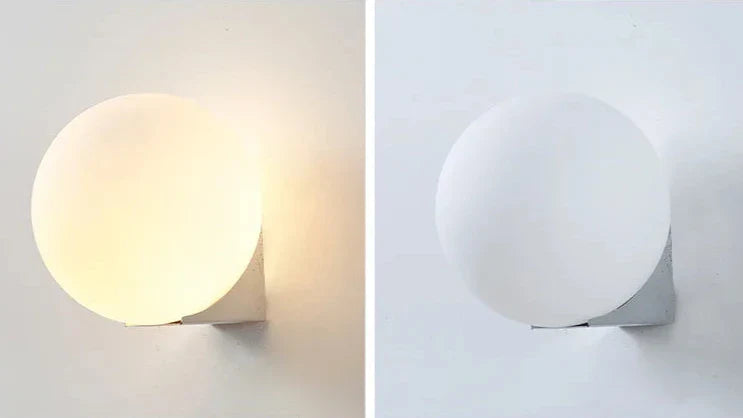 Daria - Modern Minimalist White Milk Shade Circular Glass Ball Wall Light
