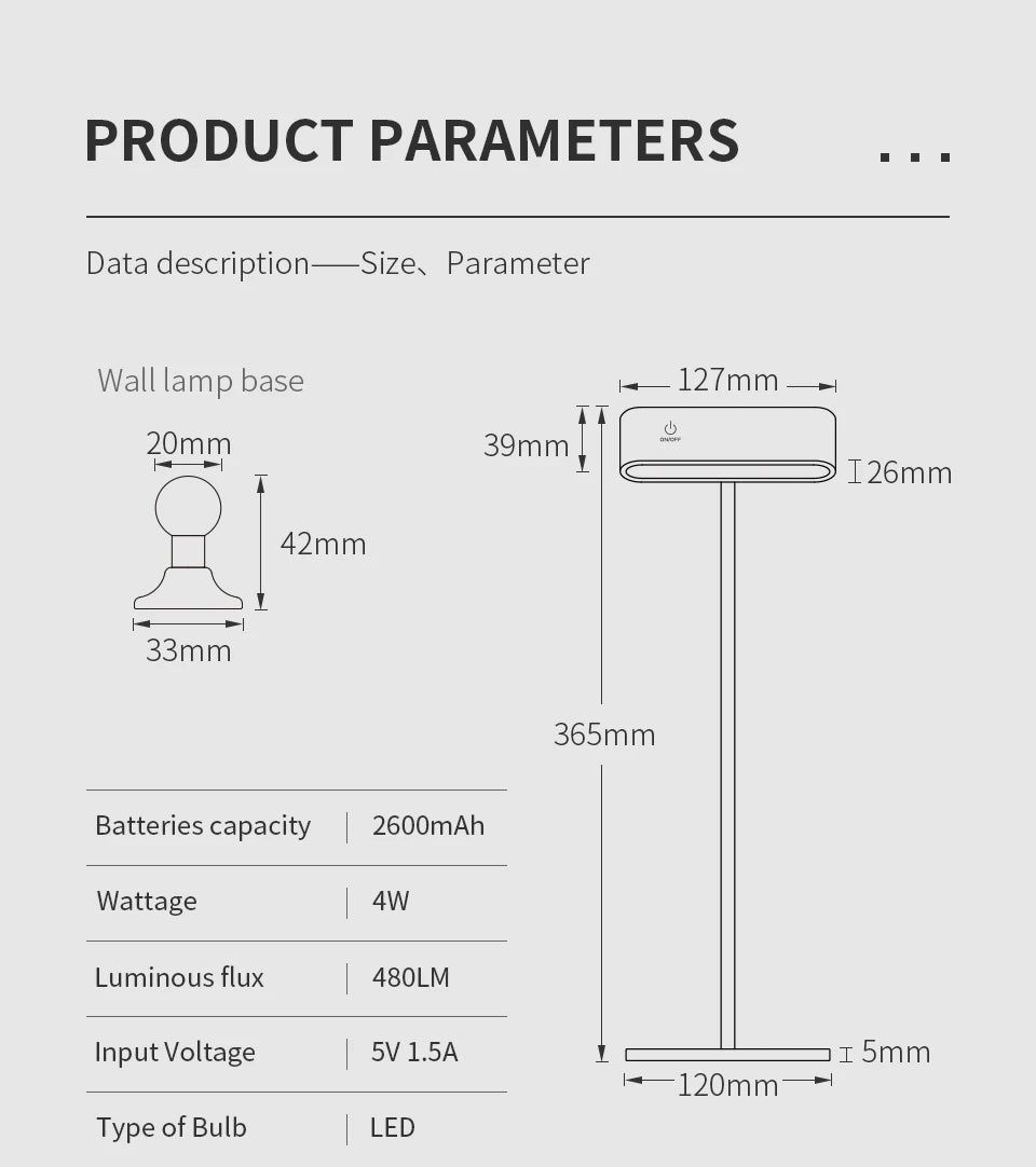Truong - Wooden Magnetic Dimmable 360° Rotatable Rechargeable Desk Light