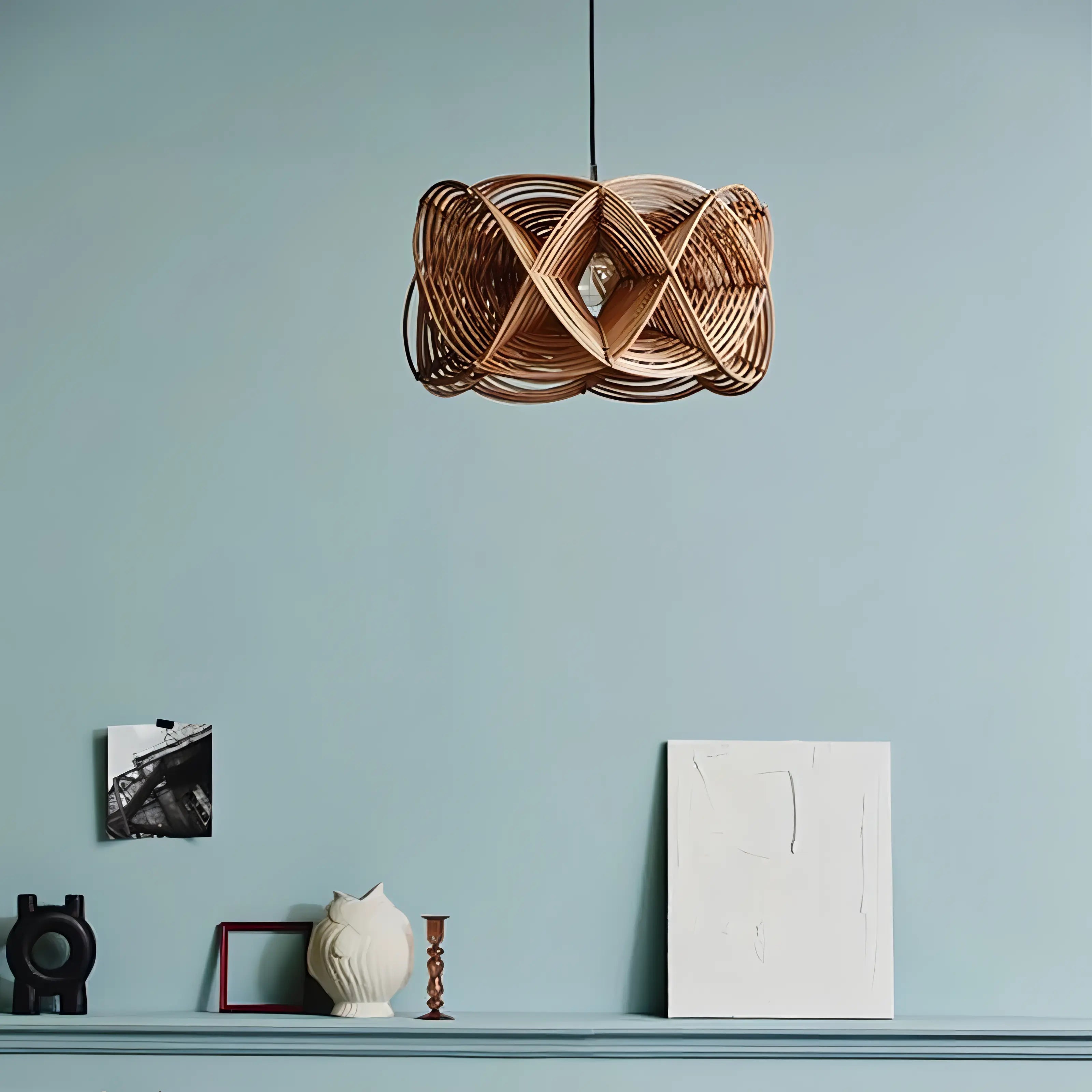 Antonia - Rattan Weaved Brown Pendant Ceiling Light Southeast Asia Style