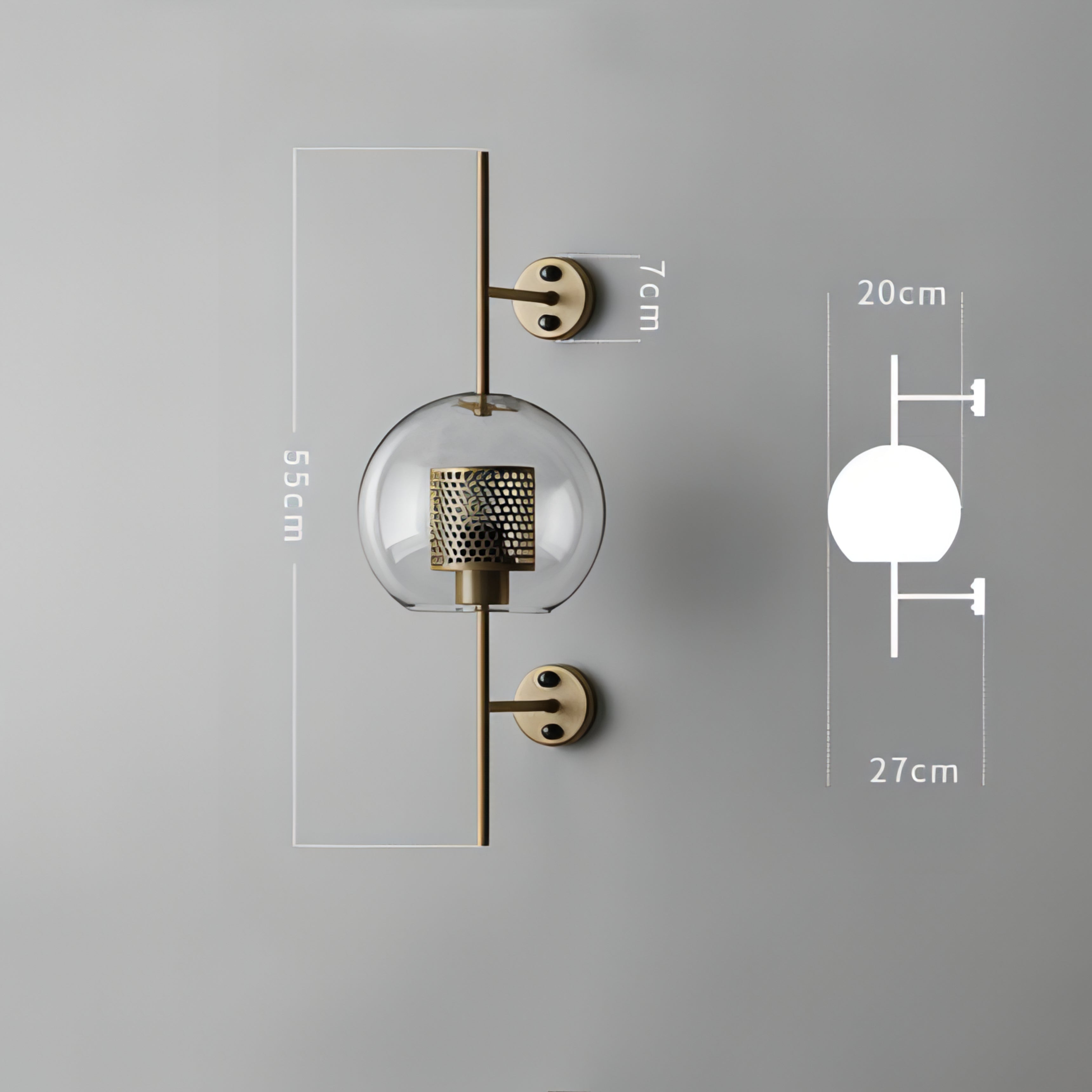 Davina - Metal Mesh Caged Glass Modern/Industrial Wall Light