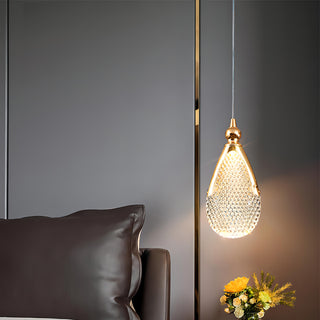 Ira - Teardrop Patterned Glass Gold Frame Hanging Pendant Ceiling Light