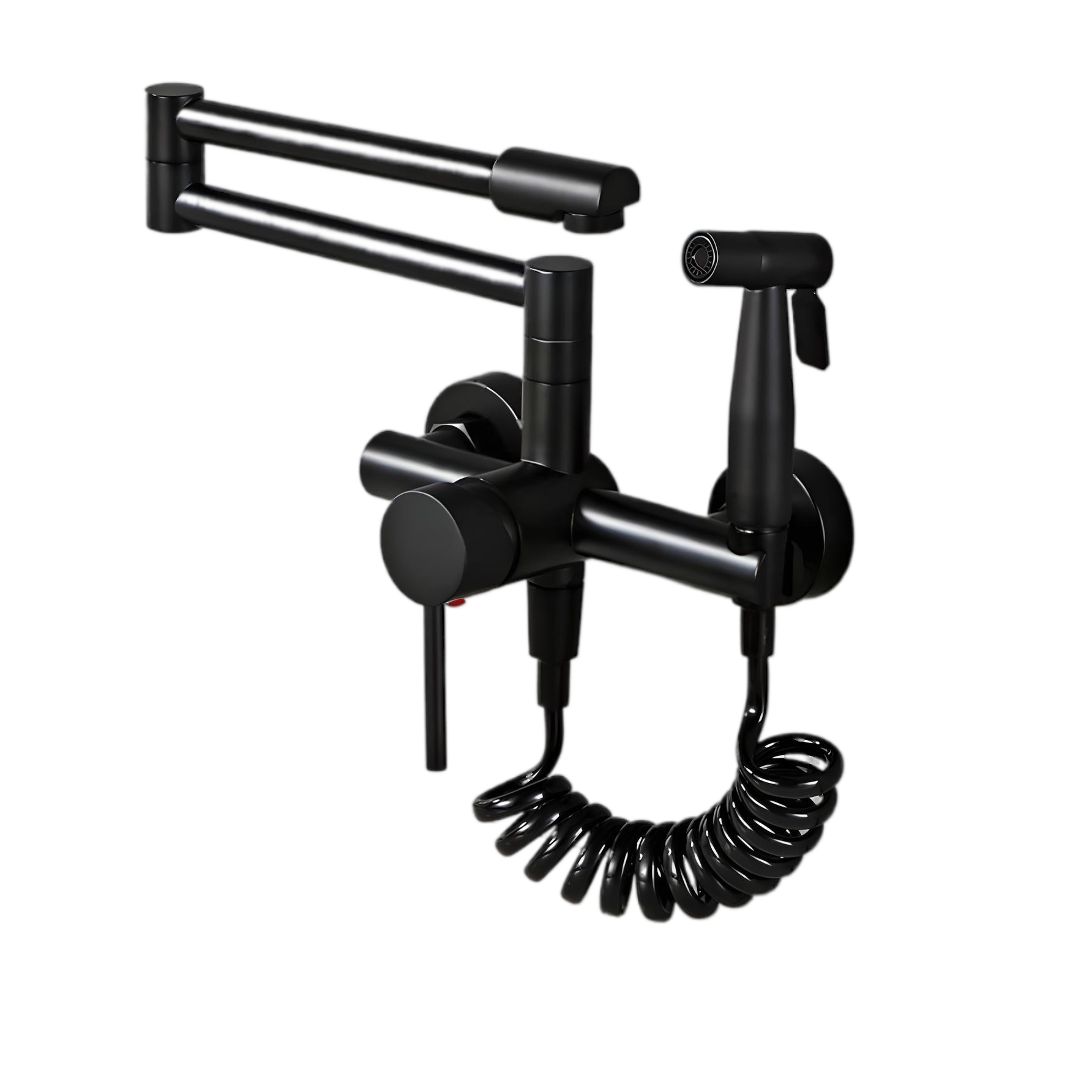 Callen - Brass Wall Mounted Double-Jointed Sink Tap With Spray Gun