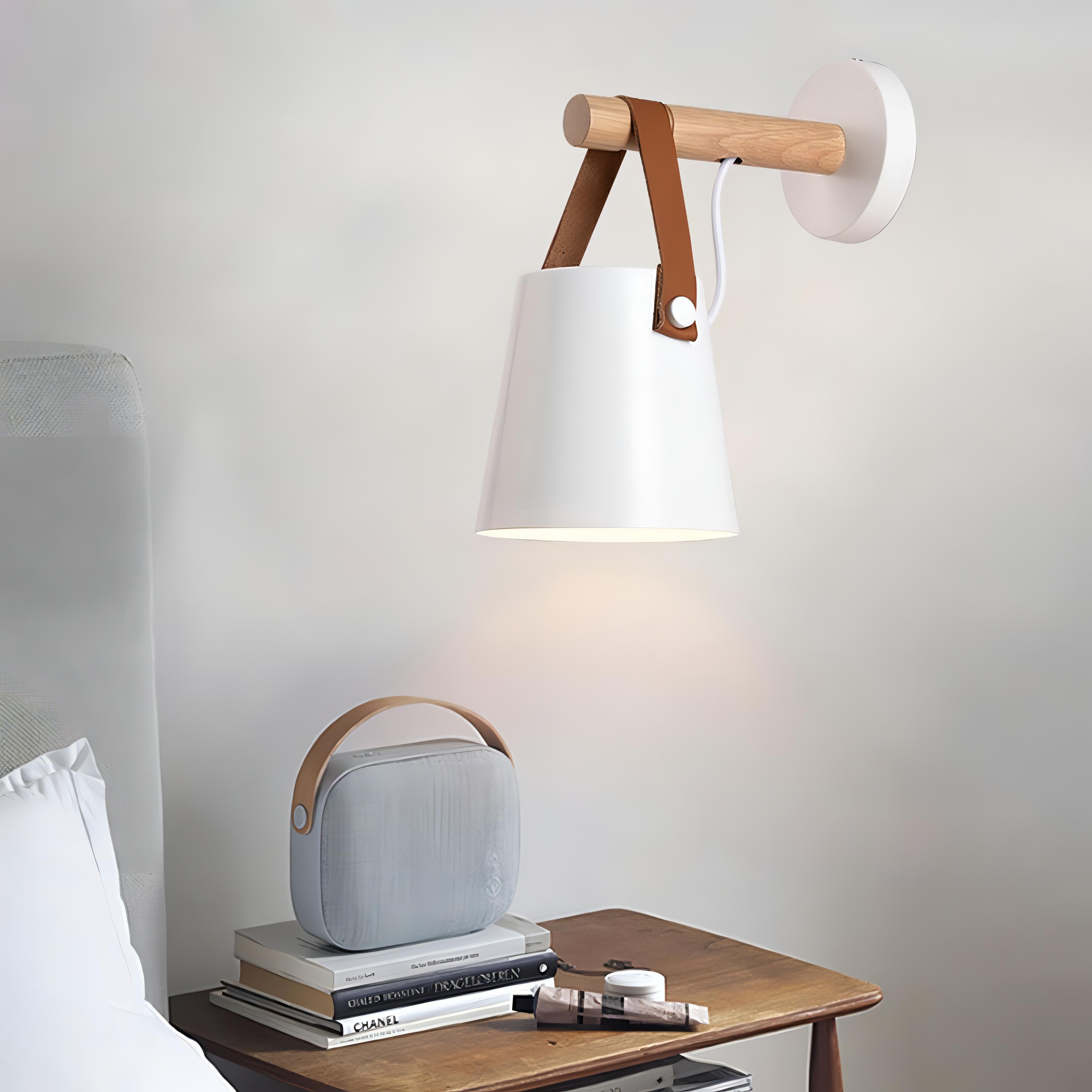 Jadiel - Wooden Arm Modern Strap Hanging Wall Light