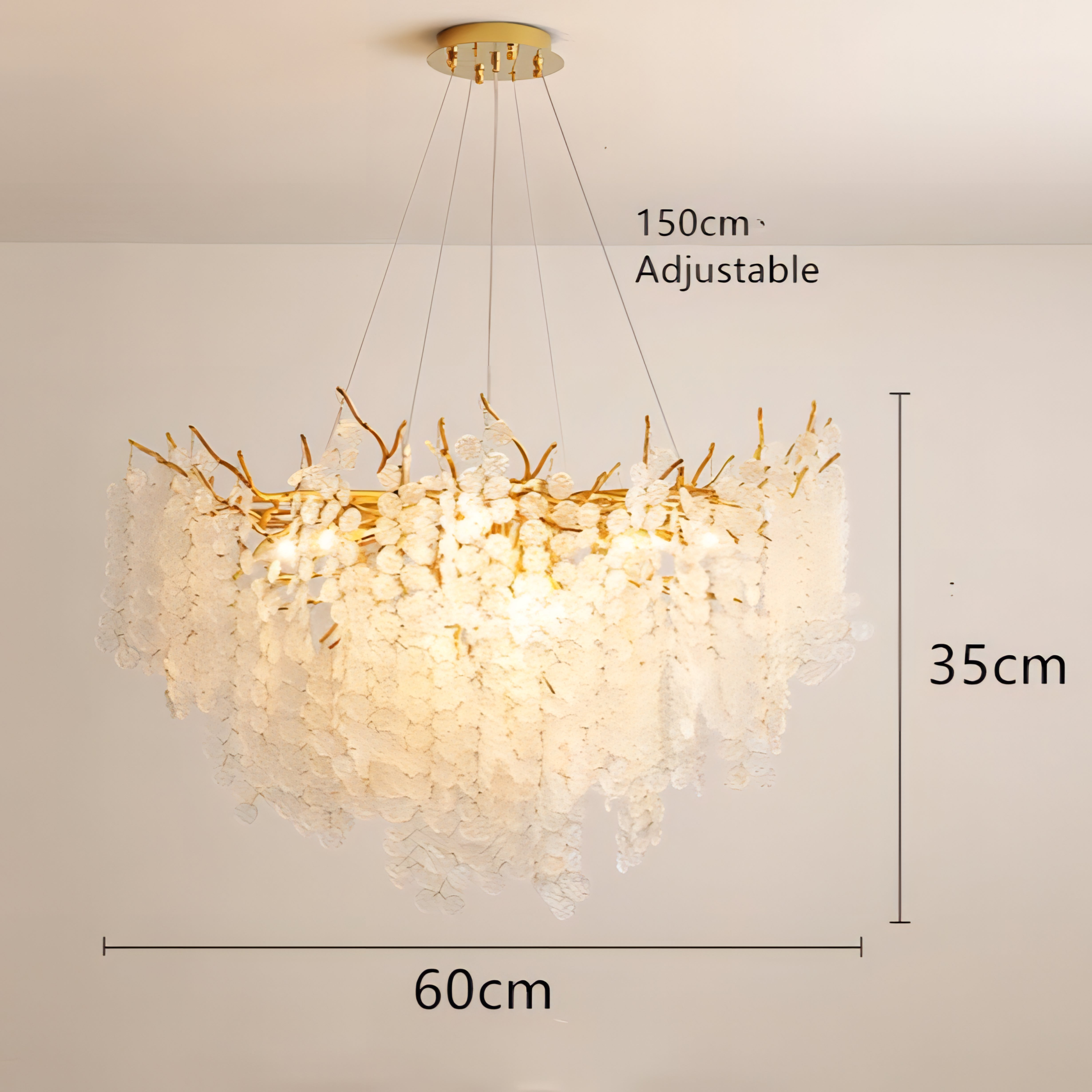 Layne - Glass Gold Tree Hanging Flower Petal Ceiling Light Chandelier