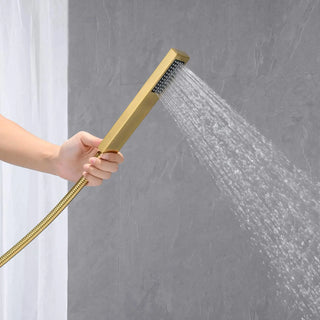 Zapata - Floor Standing Modern Bathtub Waterfall Filler Tap with Hand Shower
