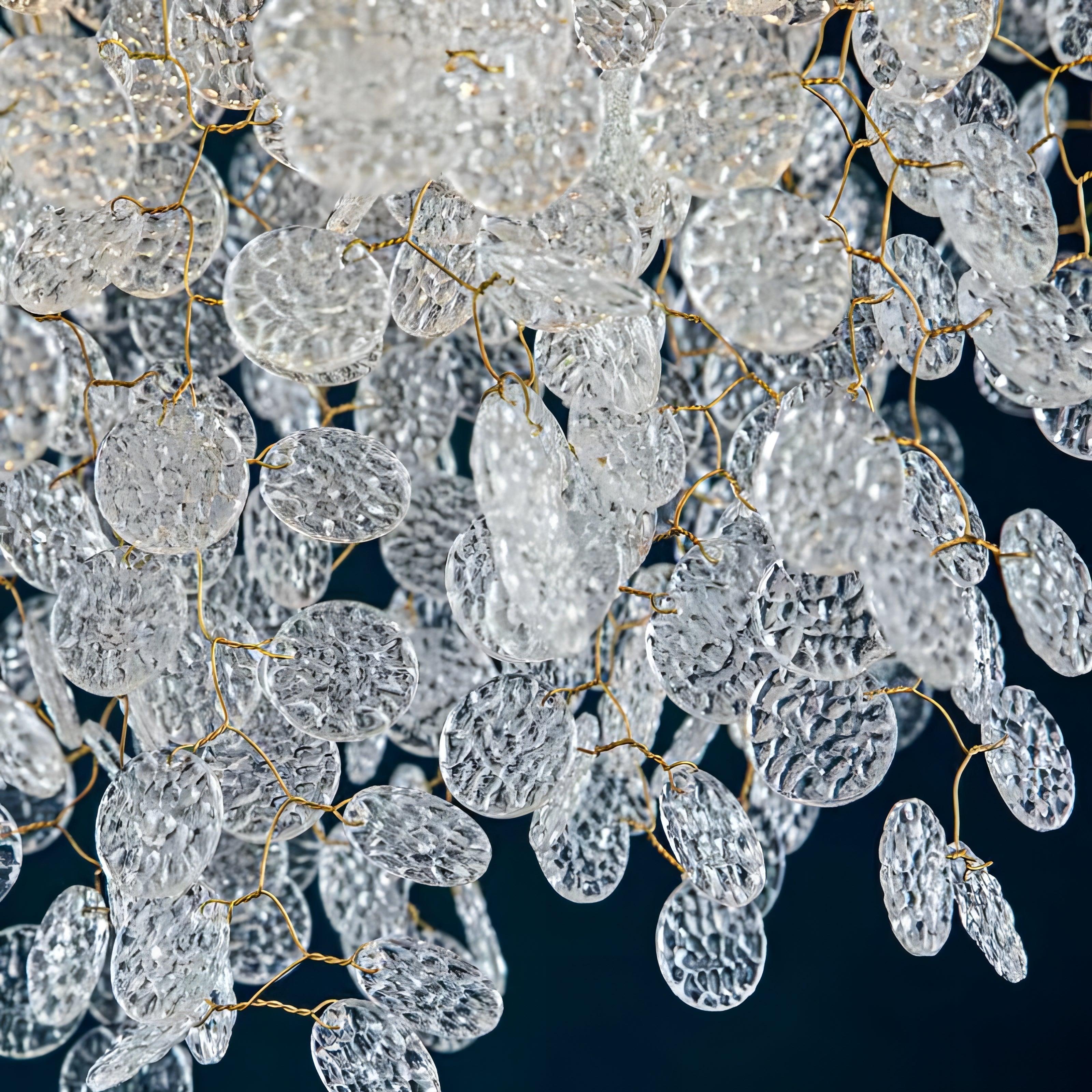 Layne - Glass Gold Tree Hanging Flower Petal Ceiling Light Chandelier