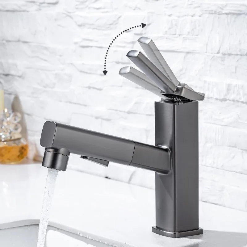 Salvador - Modern Pull Out Hot/Cold Single Lever Basin Tap