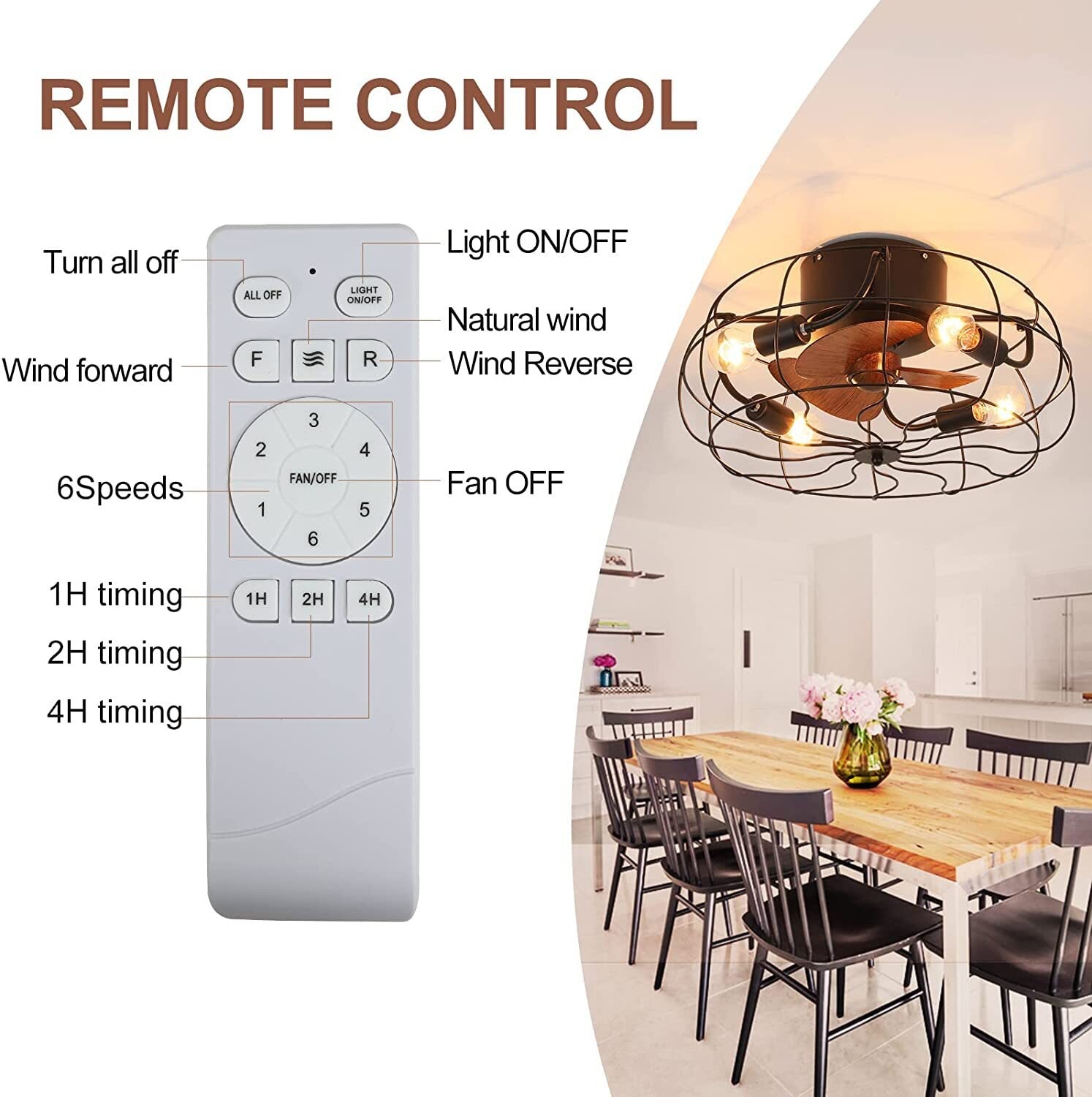 Sanaya - Industrial Retro Ceiling Fan Light