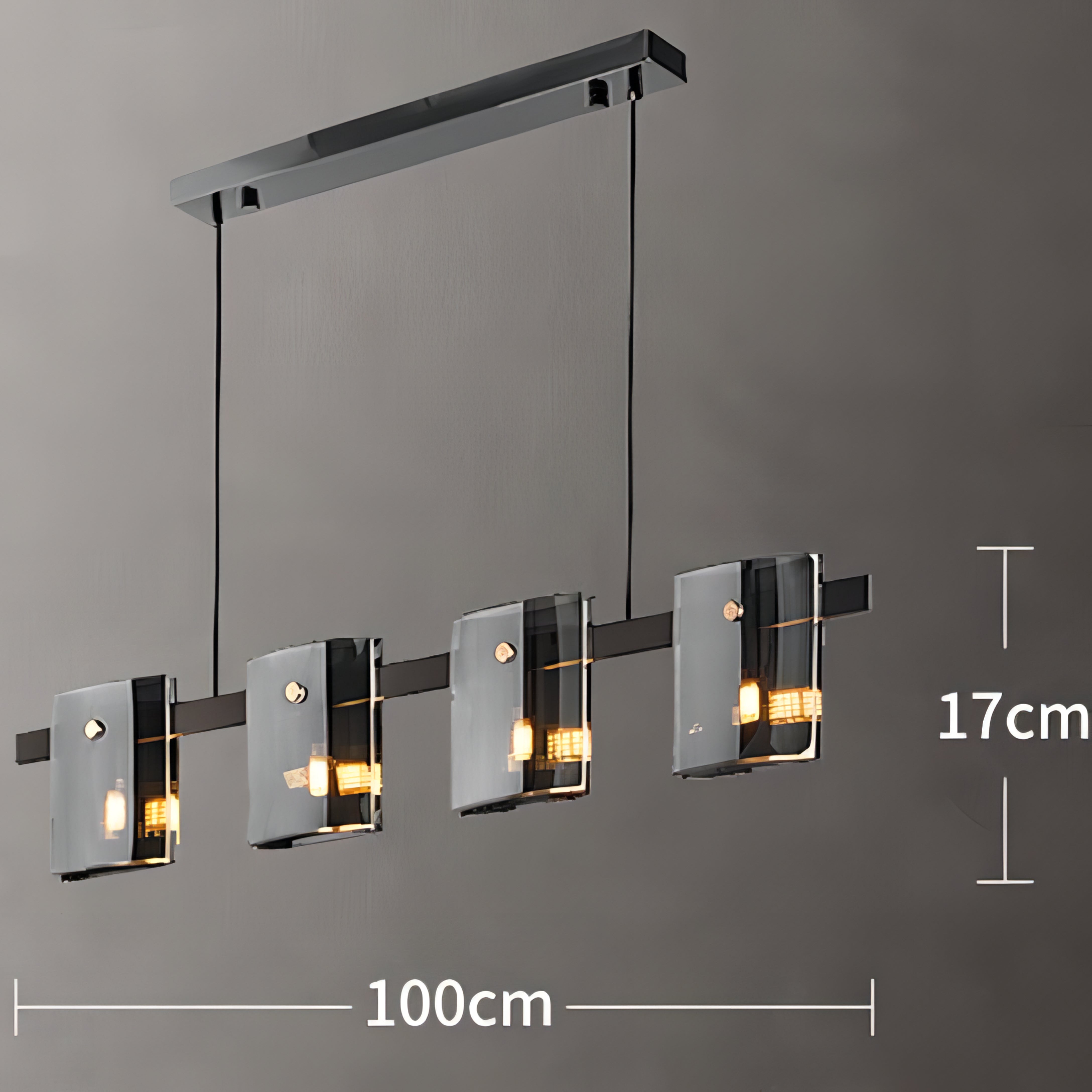 Axton - Hanging Multi Head Tinted Curved Glass Ceiling Light Chandelier