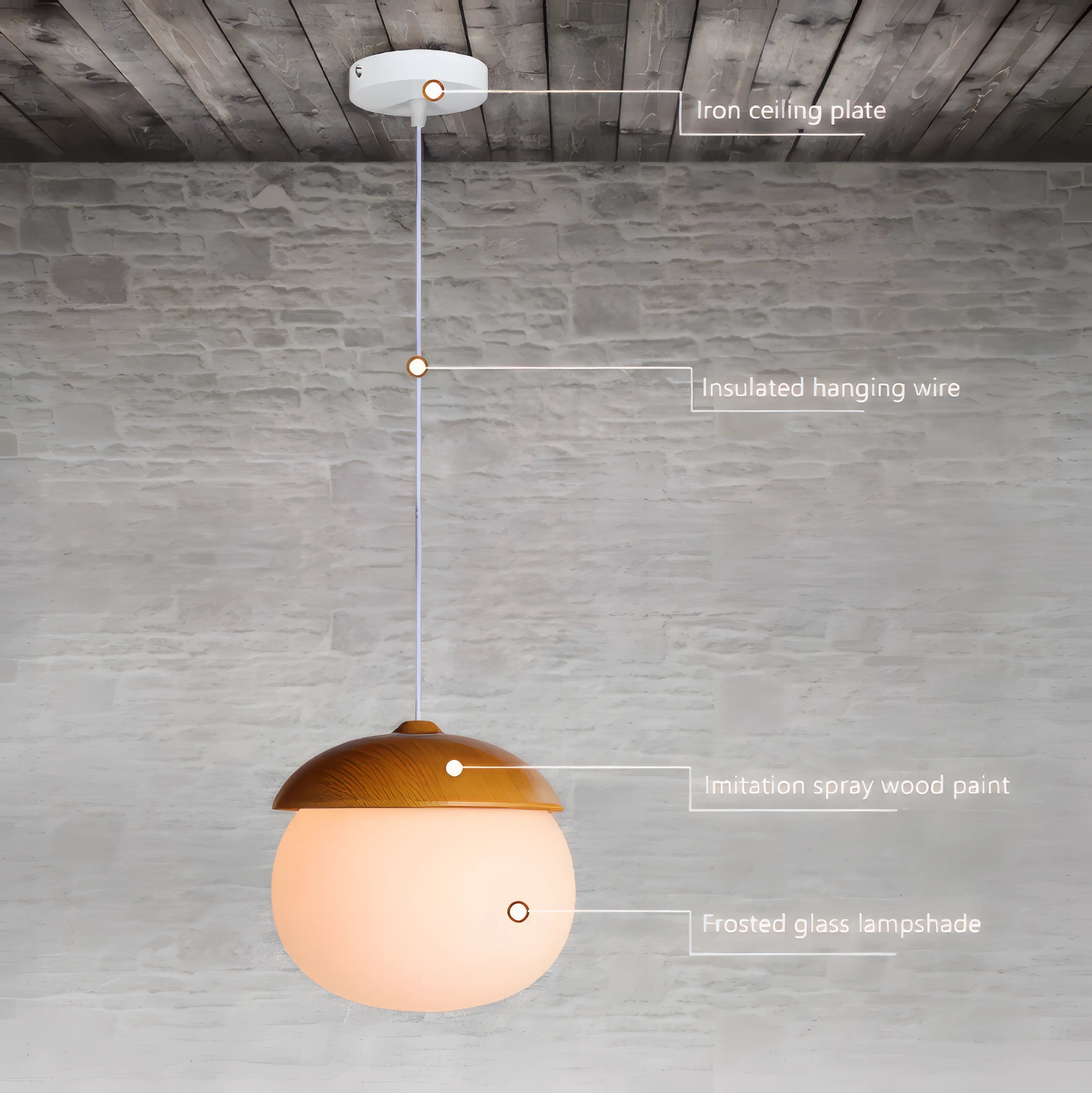 Delia - Modern Scandinavian Wooden Round Hanging Pendant Ceiling Light