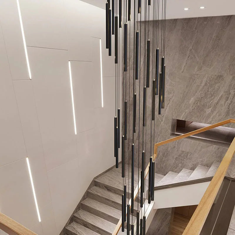 Serafina - Modern Black Pipe Hanging Ceiling Chandelier