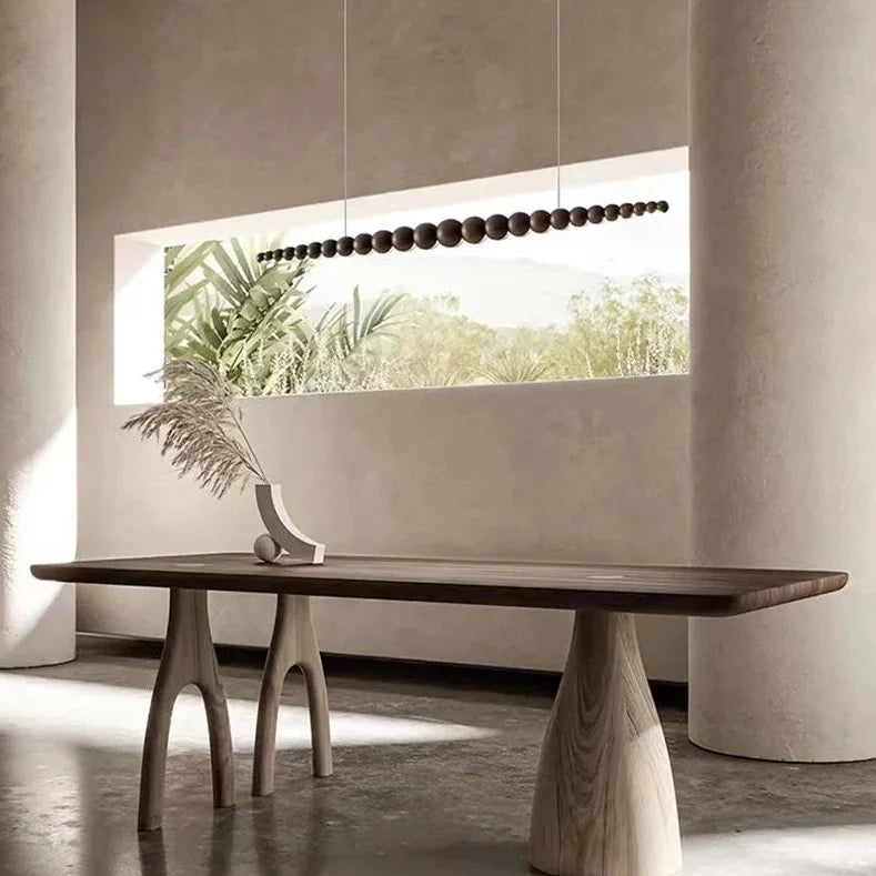 Walker - Modern Wooden Bead Long LED Ceiling Light