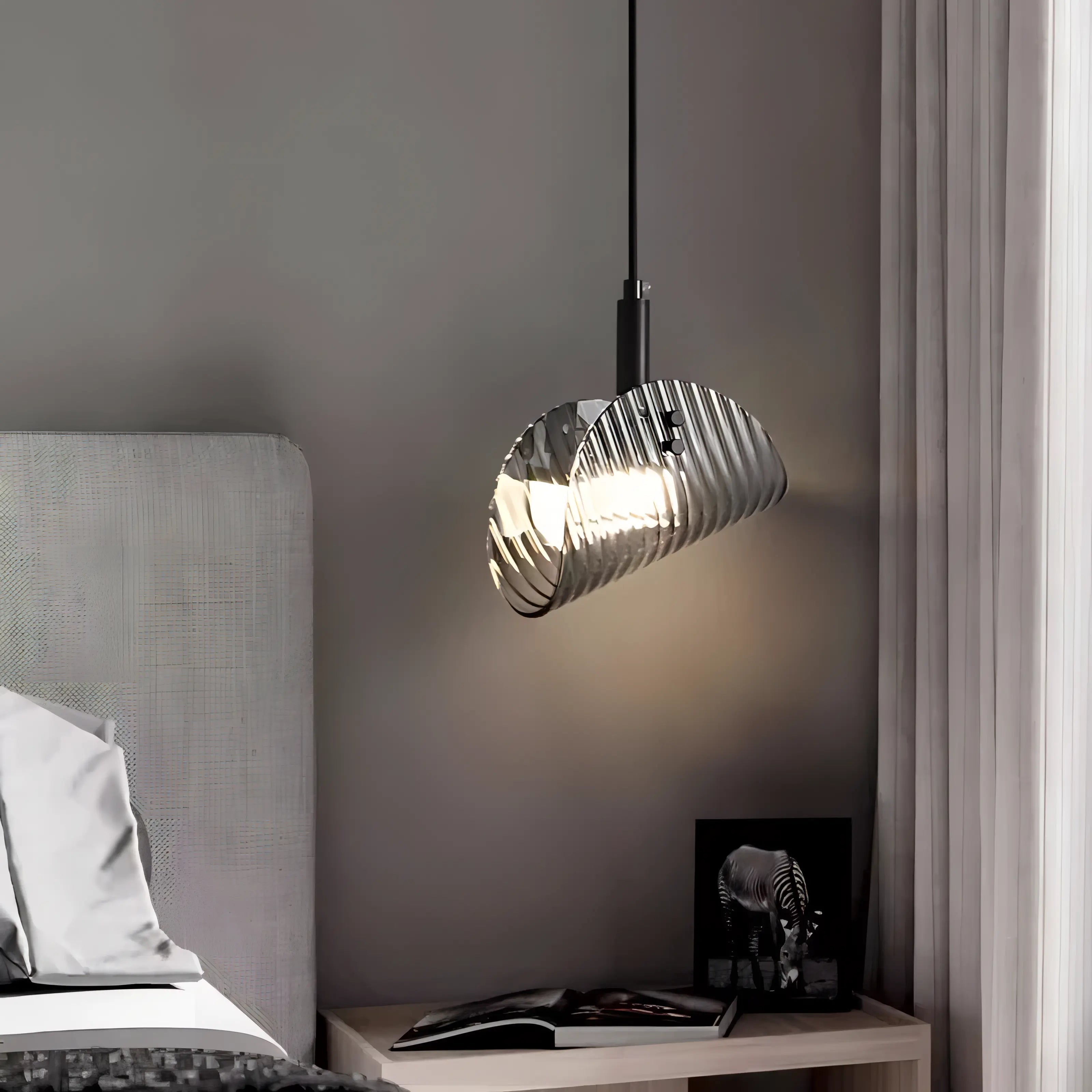 Sofie - Modern Grey Patterned Glass Ceiling Chandelier