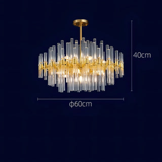Sofia - Glass Crystal Tubes Round Gold Ceiling Chandelier
