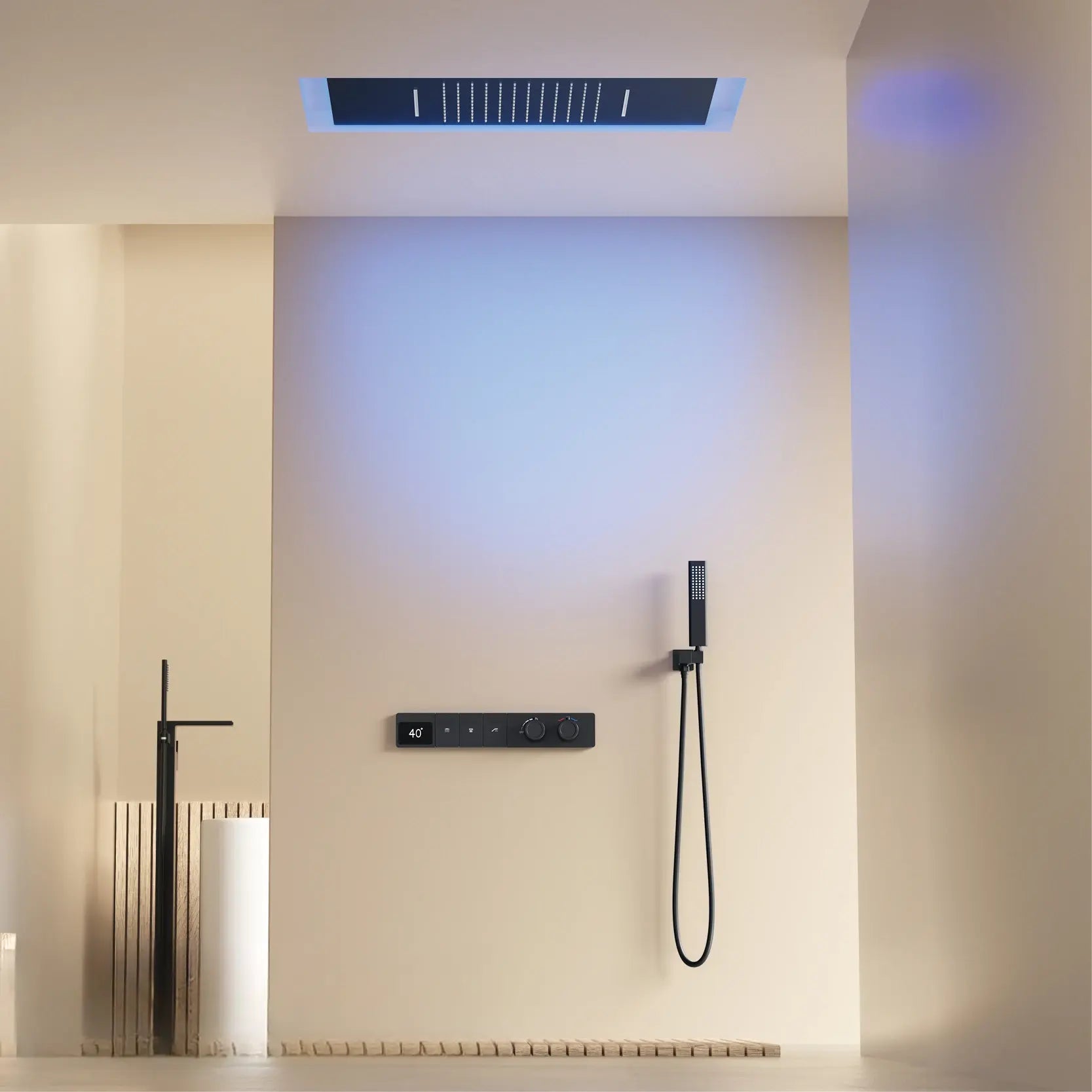 Leyva - Brass Ceiling Mounted Shower System with Dual Hot & Cold Controls