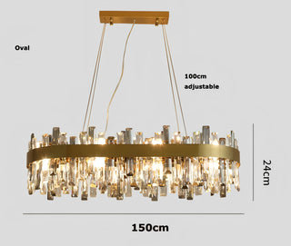 Katana - Modern Coloured Glass Gold Frame Crystal Statement Chandelier