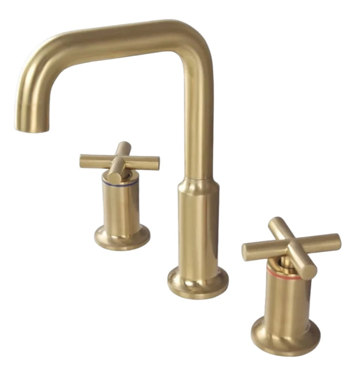 Celia - Dual Handle Modern Brushed Basin Tap