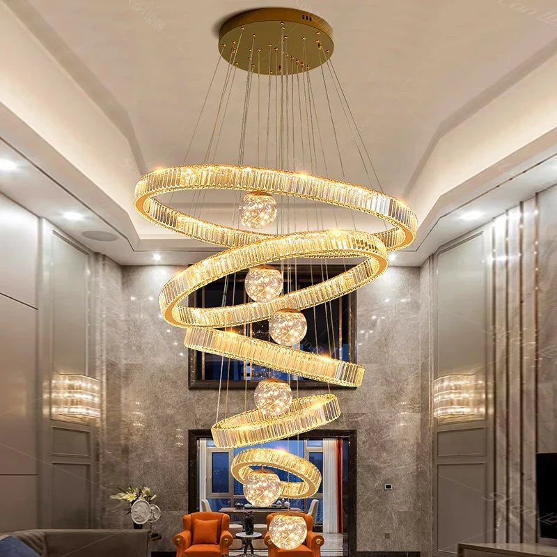 Patric - Crystal Round Tiered Gold Ceiling Chandelier