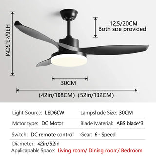 Johana - Modern 3-Blade Ceiling Fan with Integrated Round LED Light