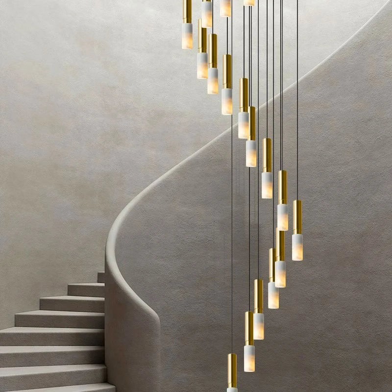 Lena - Modern Round White & Gold Ceiling Chandelier