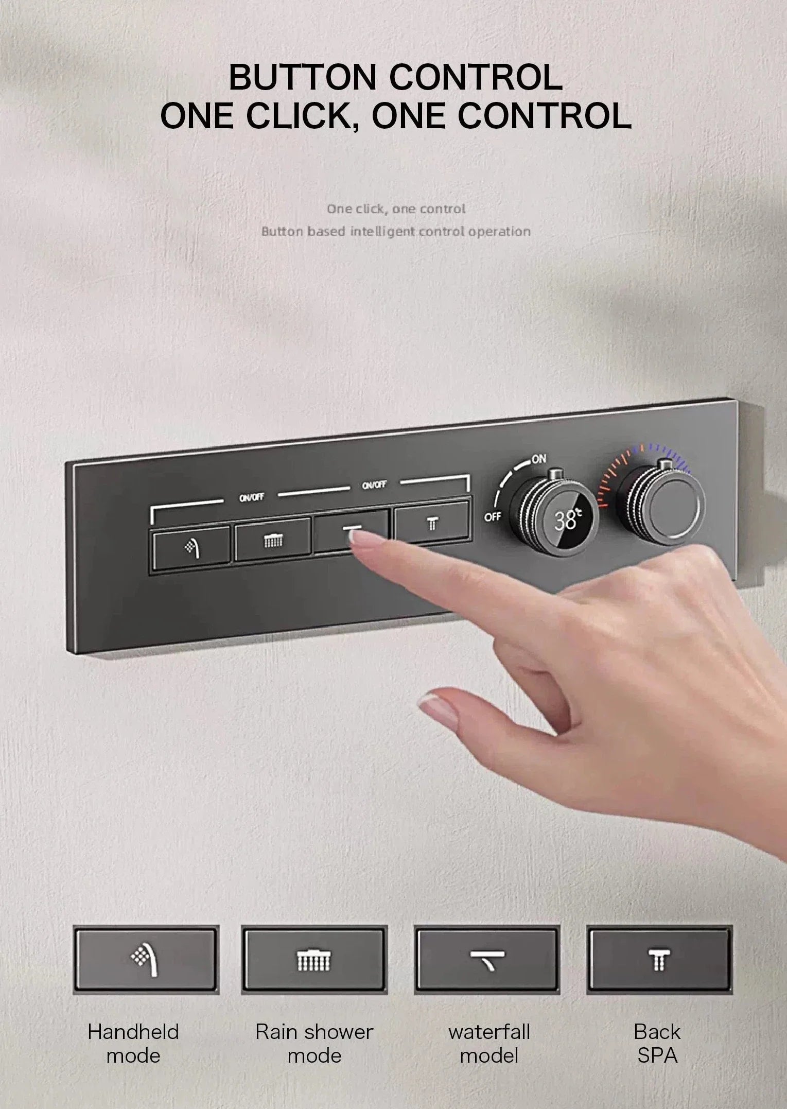 Donte - Brass LED Digital Shower System with Ceiling Mount and Dual Hot & Cold Controls