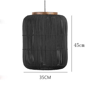 Karola - Retro Rattan Squashed Round Ceiling Light