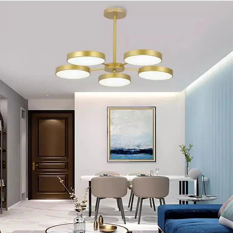 Kasandra - Modern Circular Branched White Gold Hanging Ceiling Light Chandelier