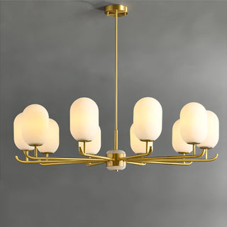 Potts - White Jade Glass Pipe Erected Round Ceiling Light