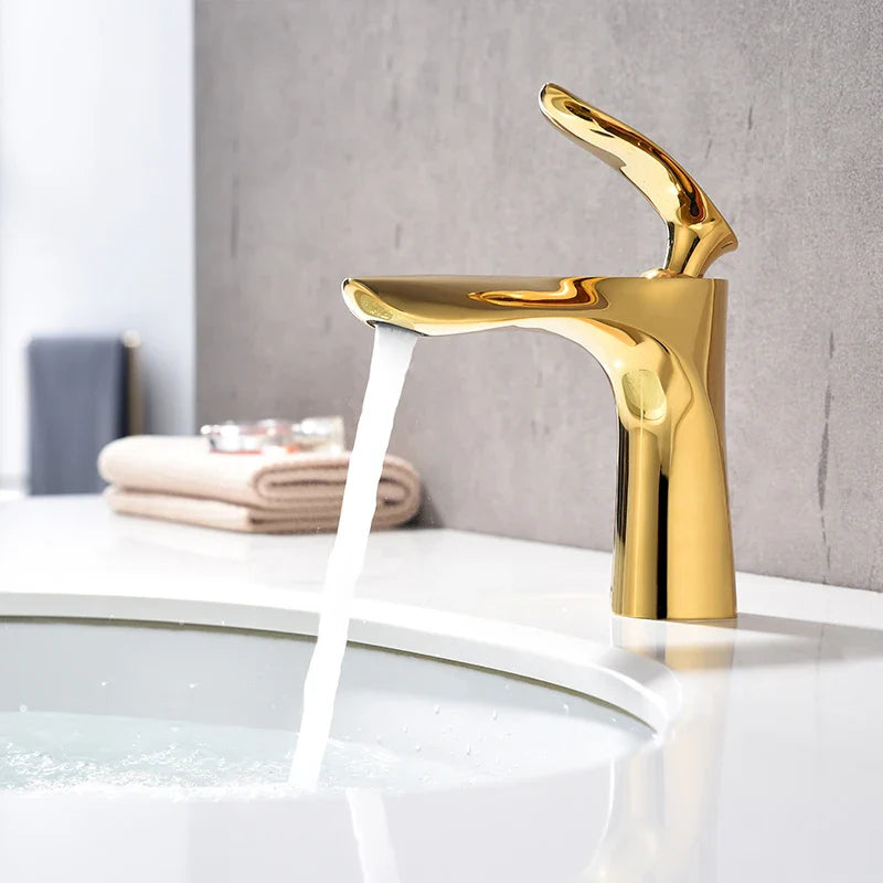 Wylie Modern Brass Single Lever Deck Mounted Basin Mixer Tap Abode