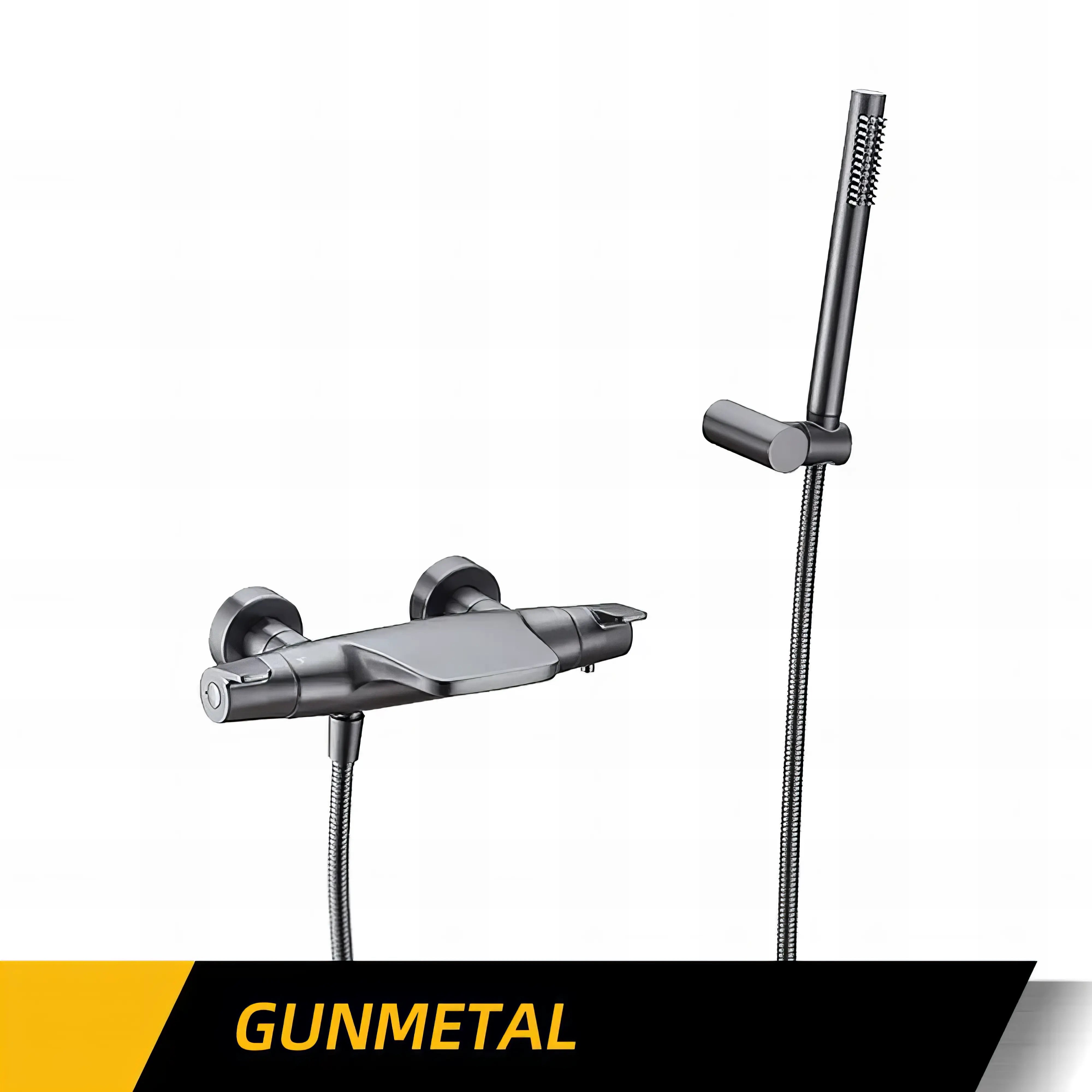 Estrella - Modern Brushed Gold Wall Mounted Bathtub Tap Set with Handheld Shower