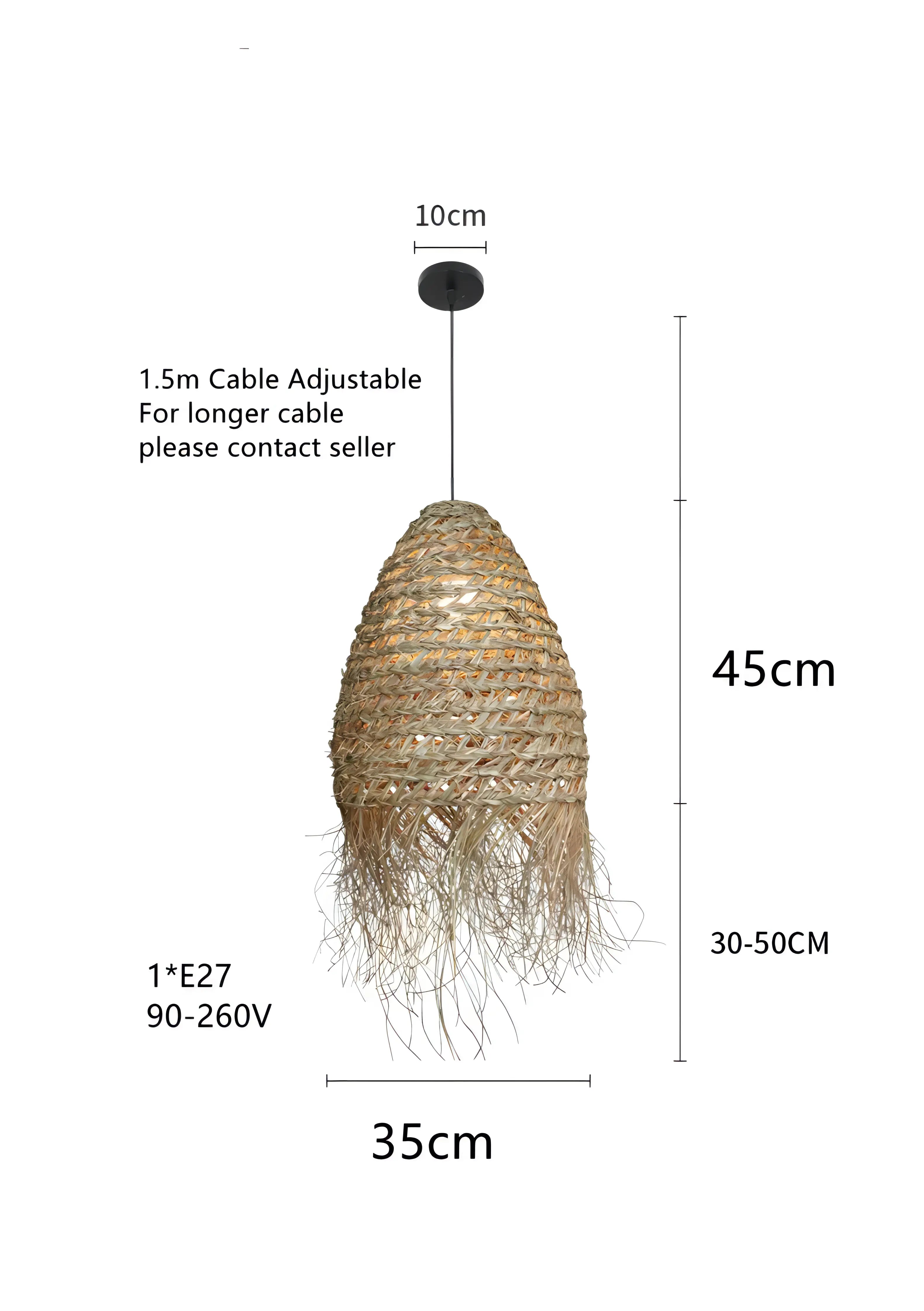 Humberto - Wicker Rattan Pendant Round Ceiling Light