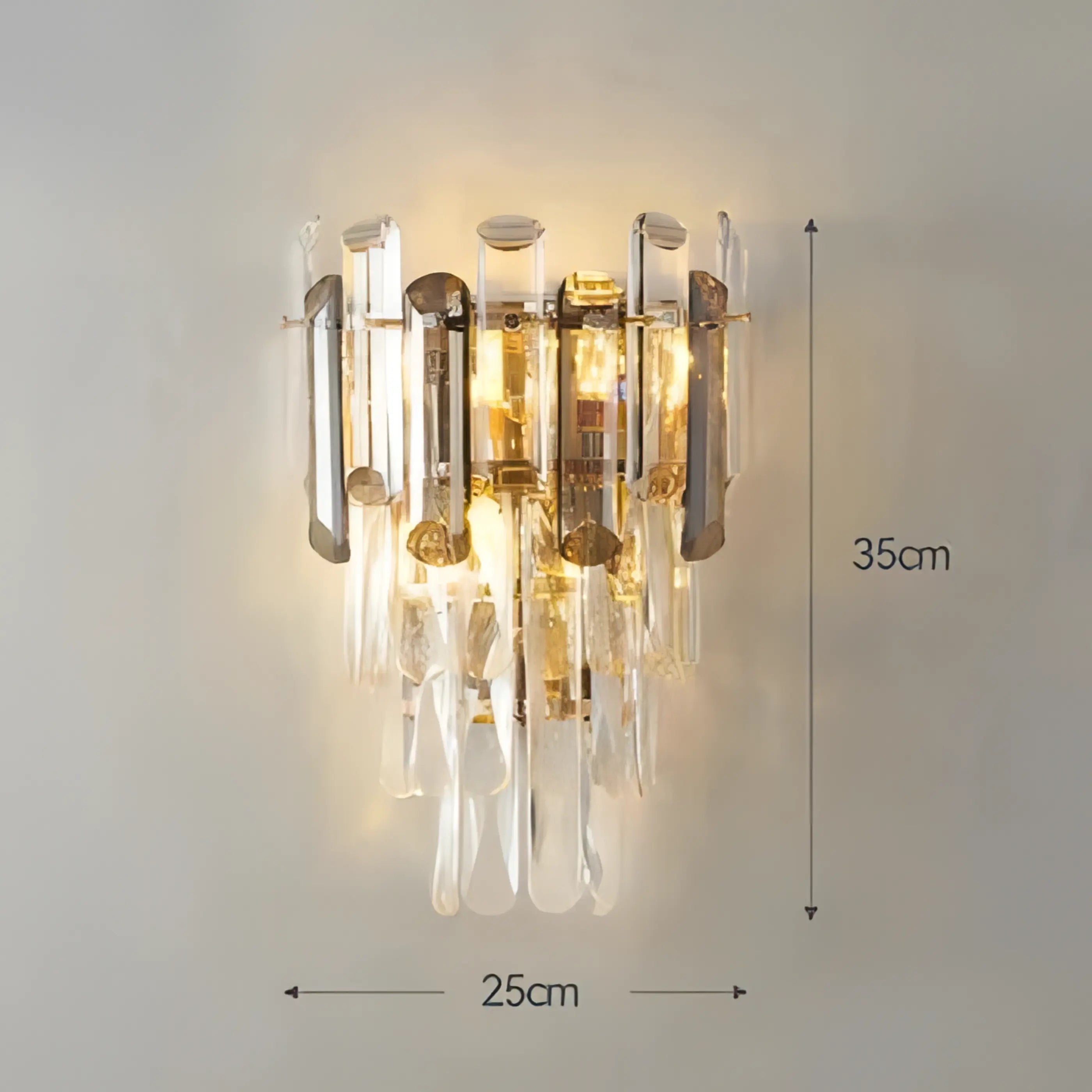 Katana - Modern Coloured Glass Gold Frame Crystal Statement Chandelier