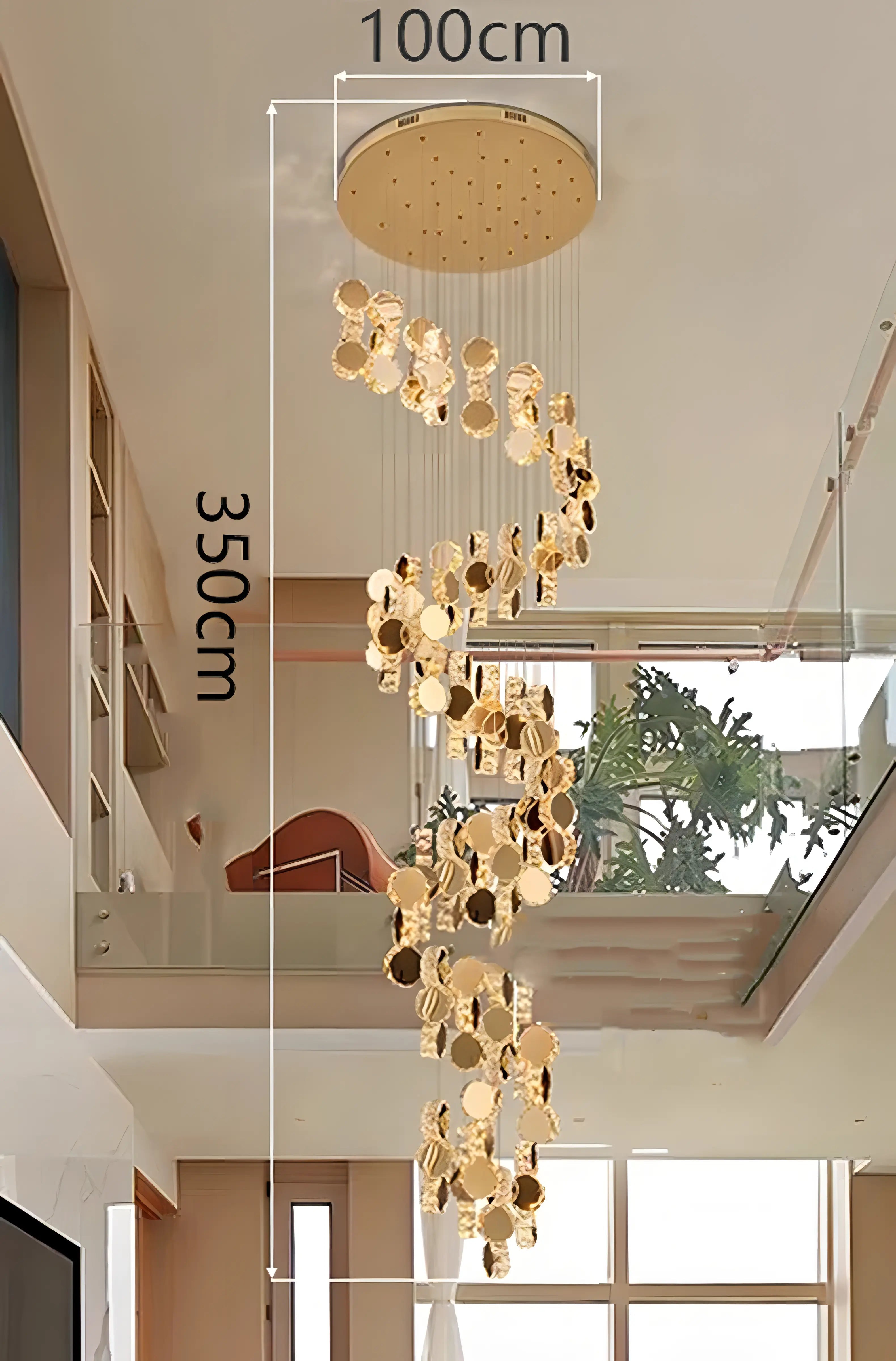 Christina - Round Crystal Gold Hanging Ceiling Chandelier