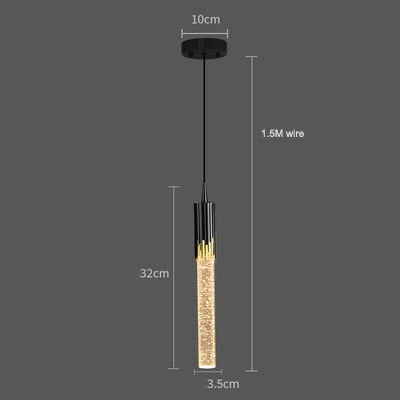 Ortrun - Modern Crystal Sparkle Pendant Tube Hanging Ceiling Light