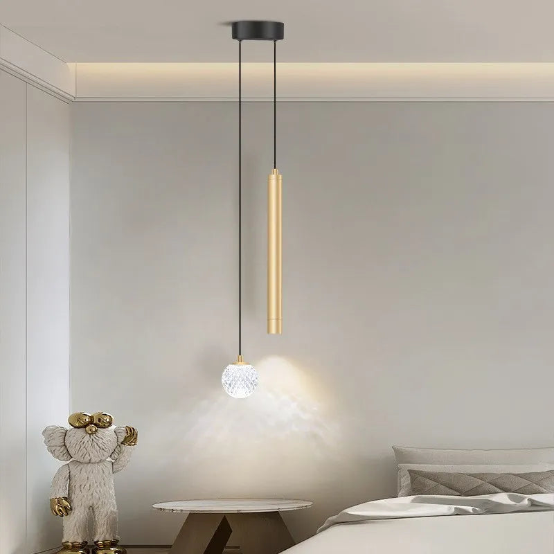 Aristomache - Modern Hanging Cord Pendant Glass Gold Ceiling Light