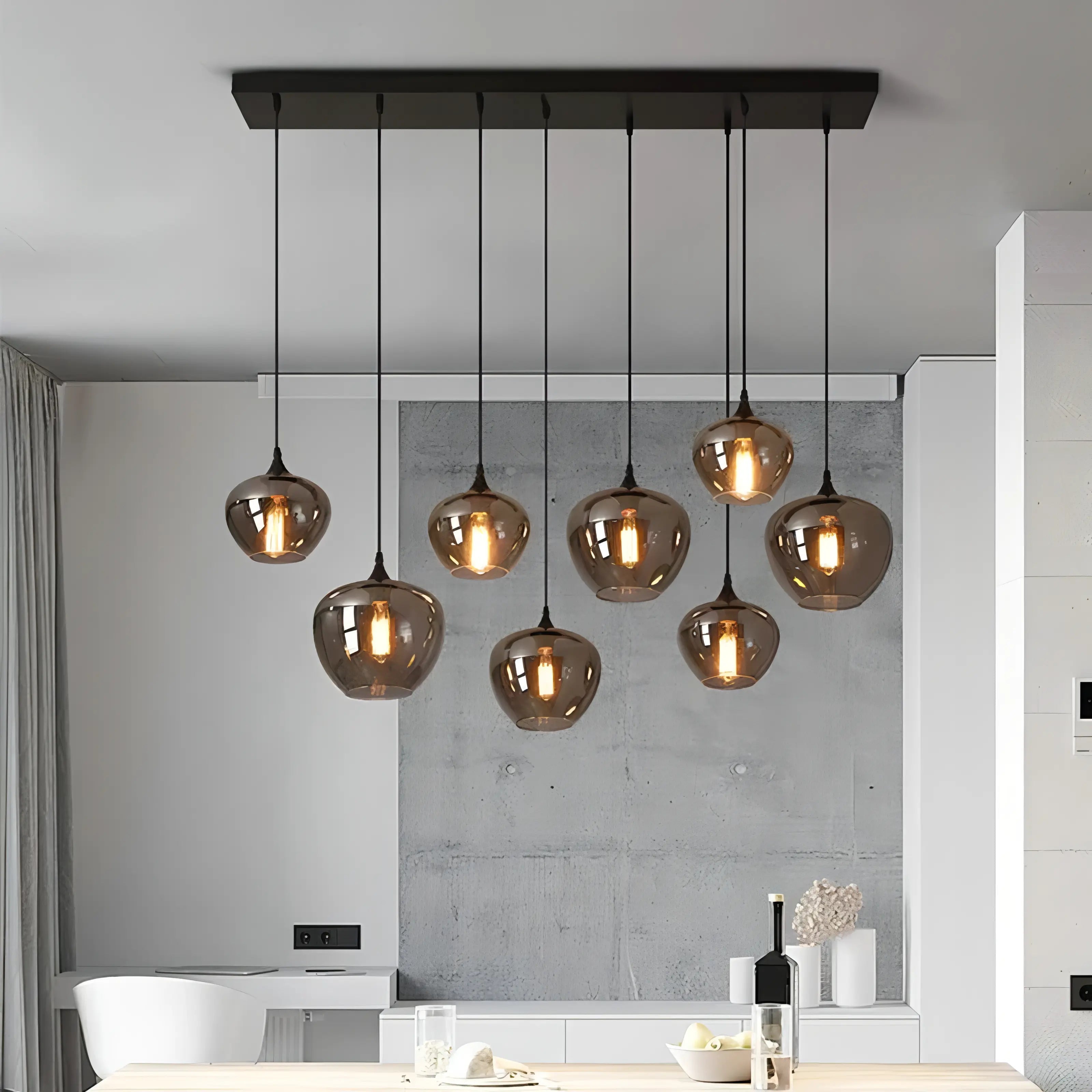 Filomena - Nordic Smoke Grey Glass Hanging Pendant Ceiling Light