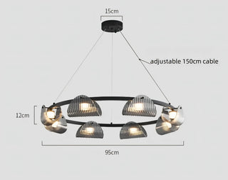 Sofie - Modern Grey Patterned Glass Ceiling Chandelier