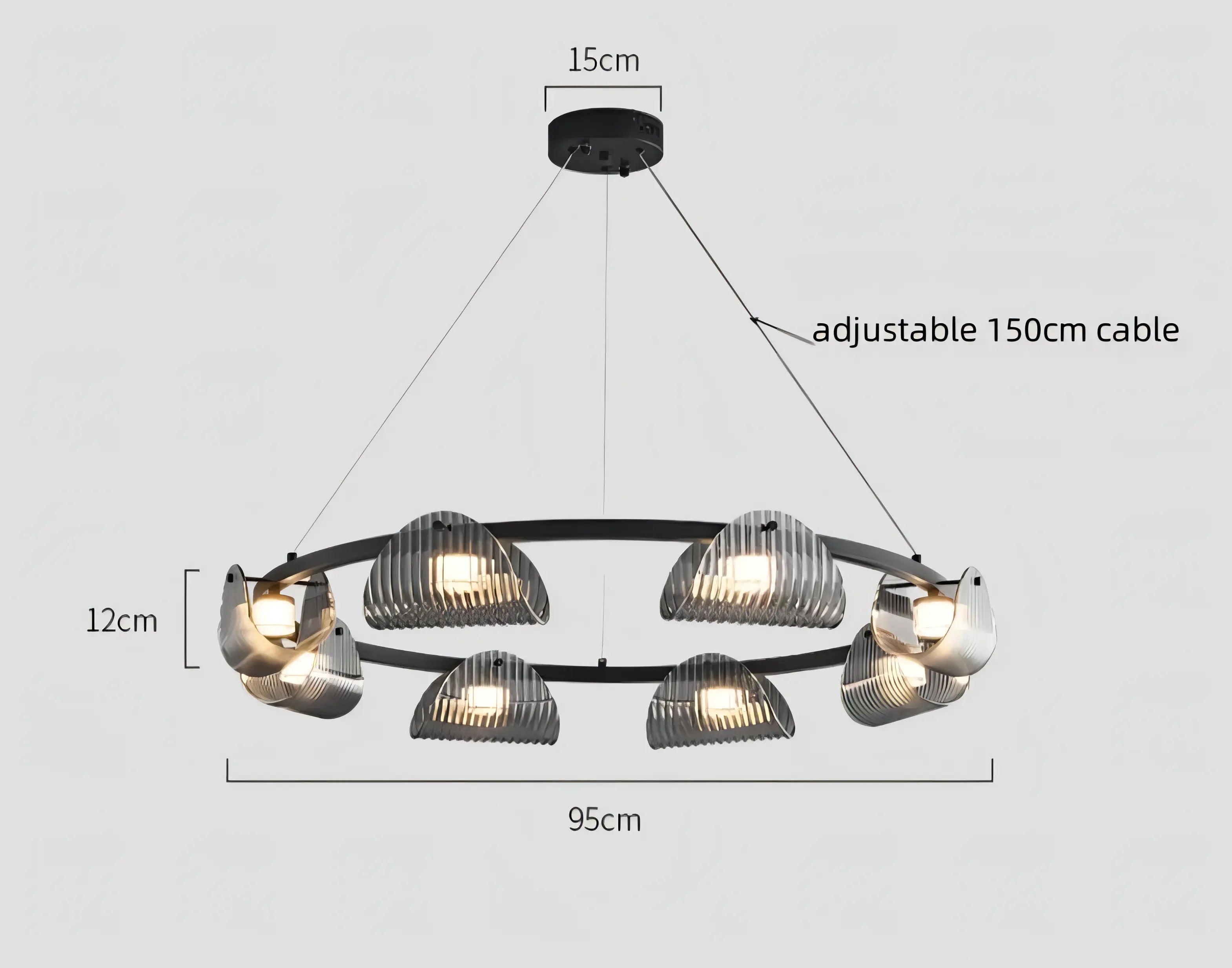 Sofie - Modern Grey Patterned Glass Ceiling Chandelier